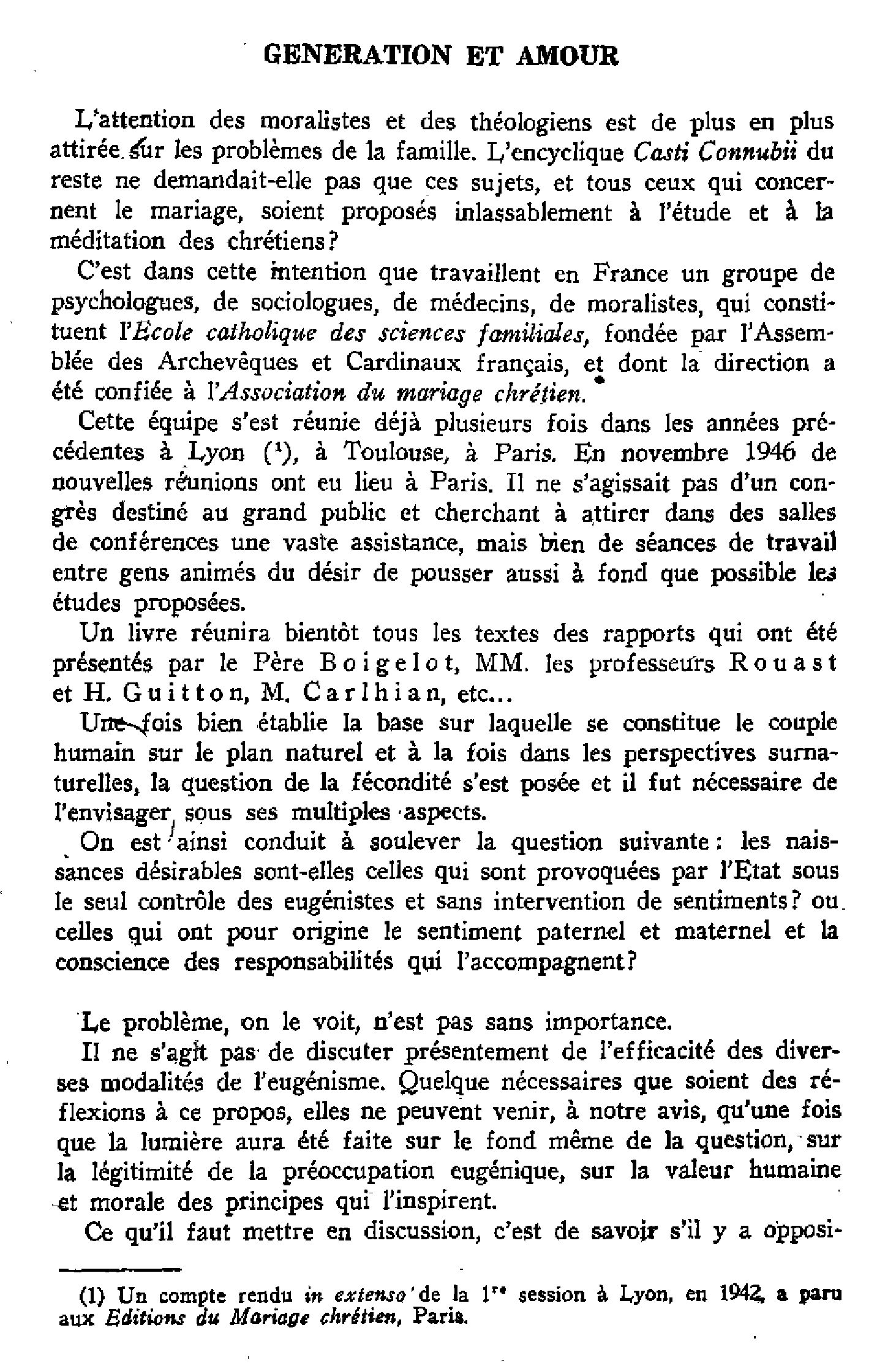 Génération et amour