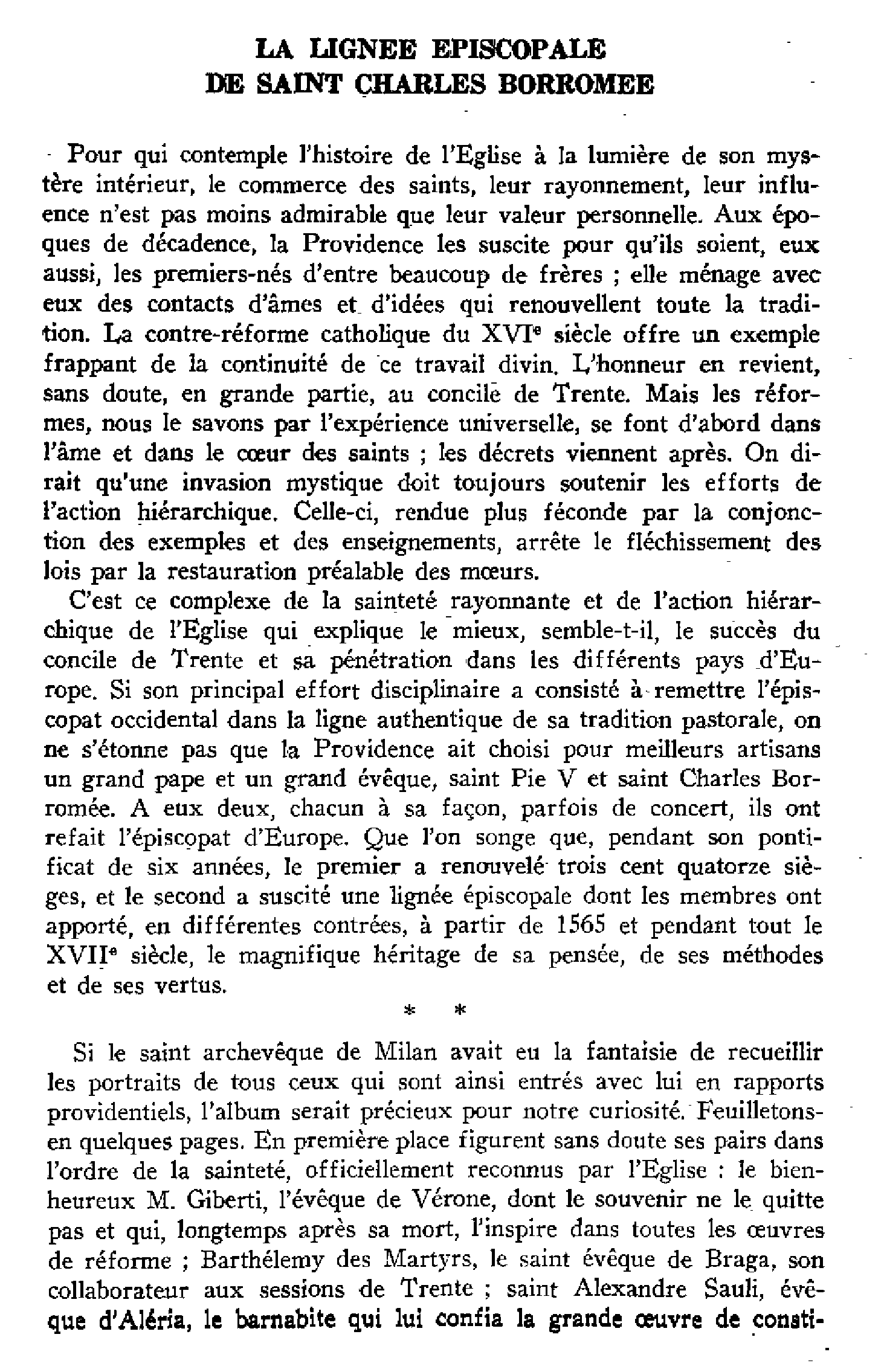 La lignée épiscopale de saint Charles Borromée