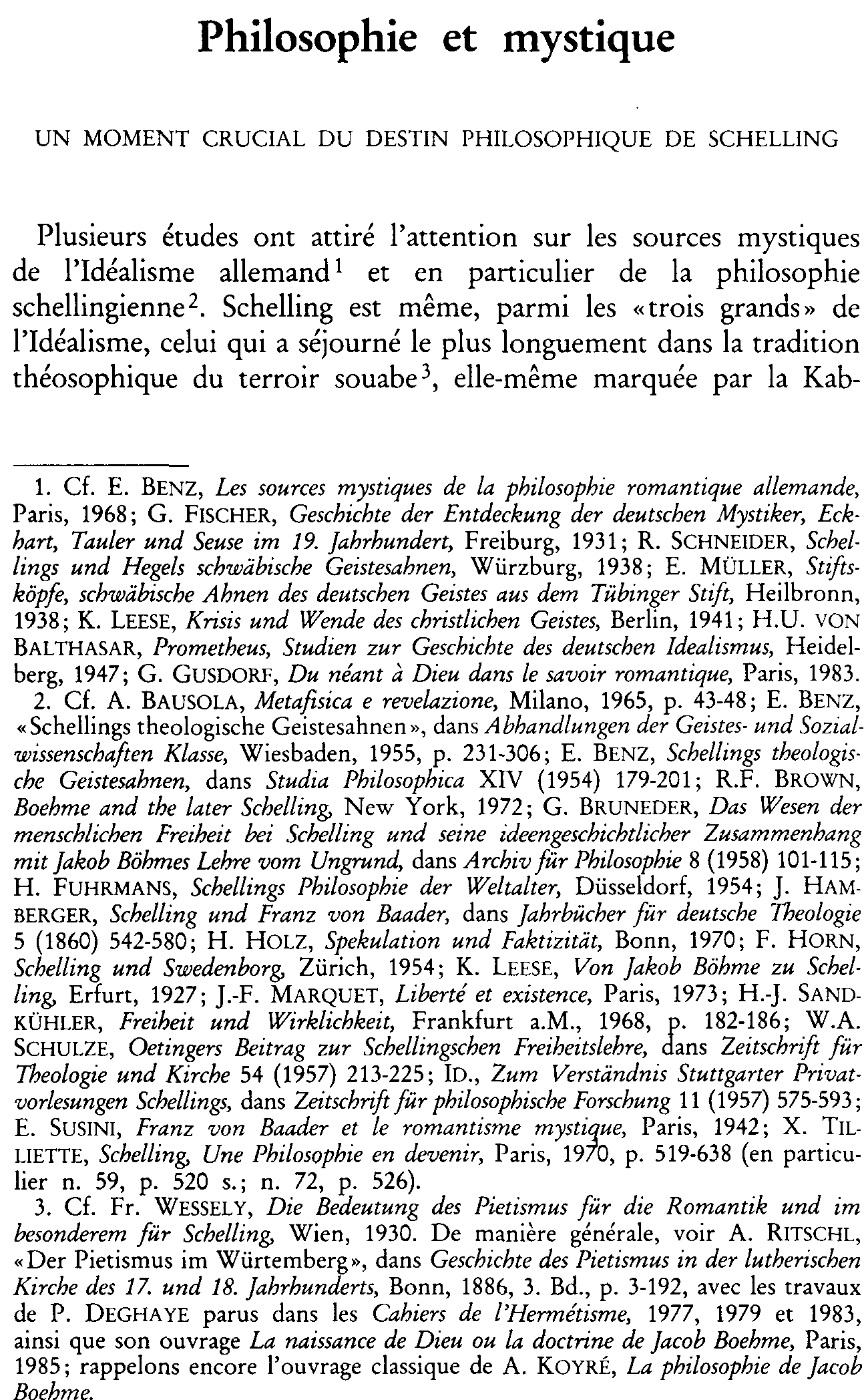 Philosophie et mystique. Un moment crucial du destin philosophique de Schelling