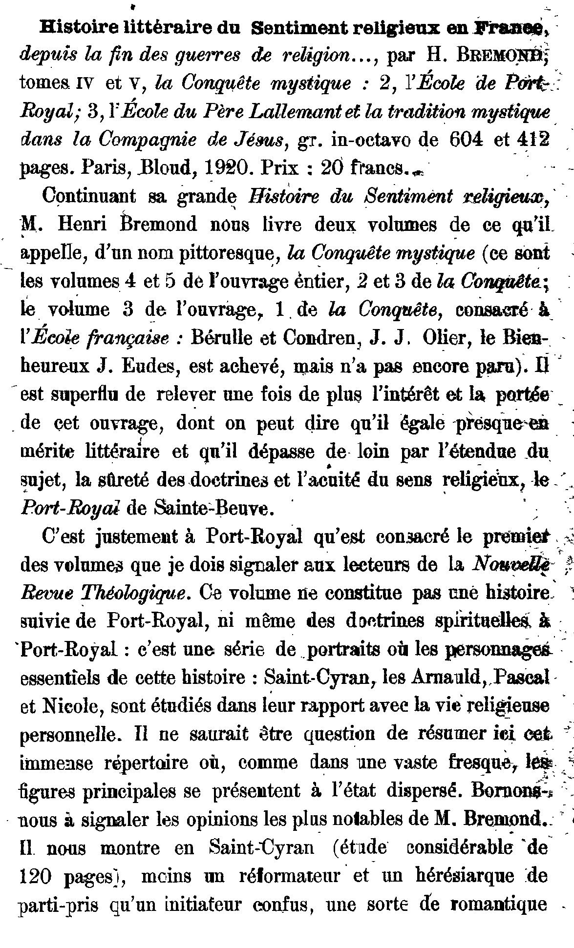 Histoire littéraire du sentiment religieux en France