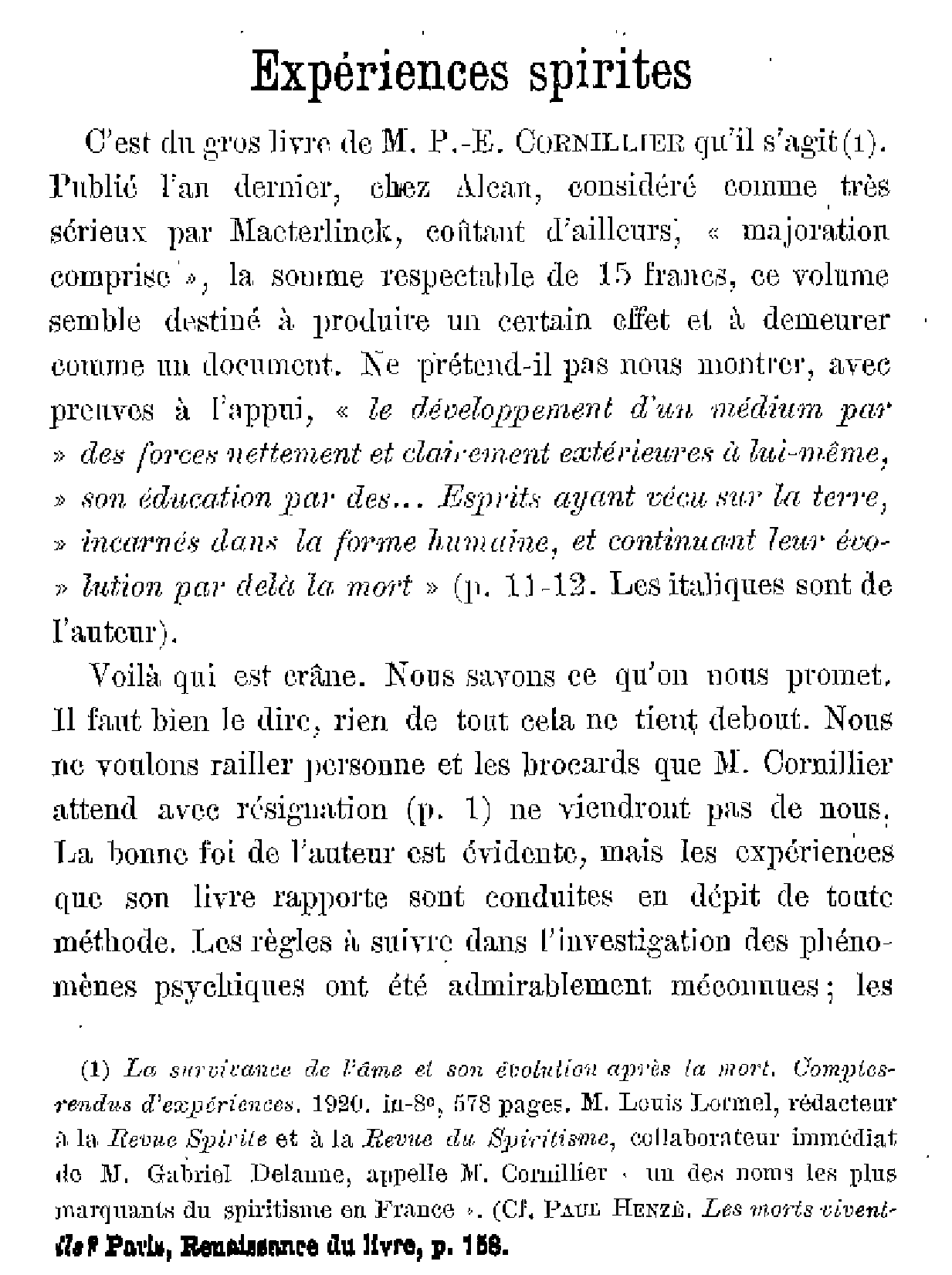 Expériences spirites