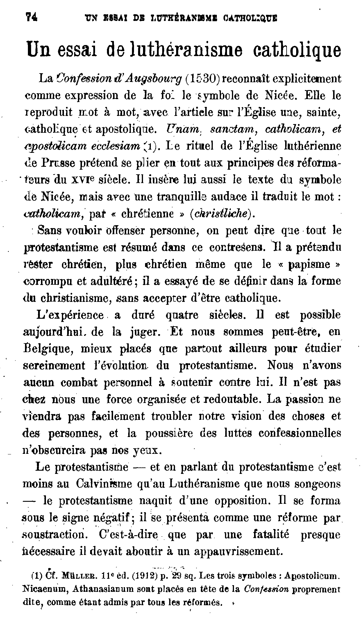 Un essai de luthérianisme catholique