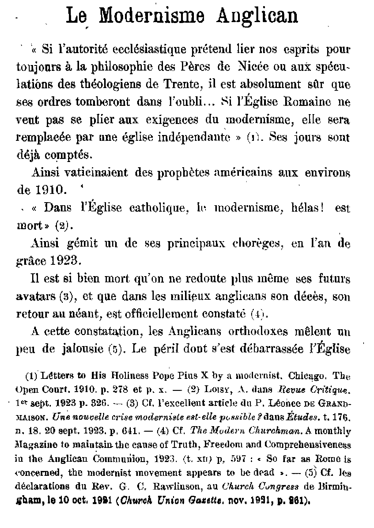 Le Modernisme Anglican