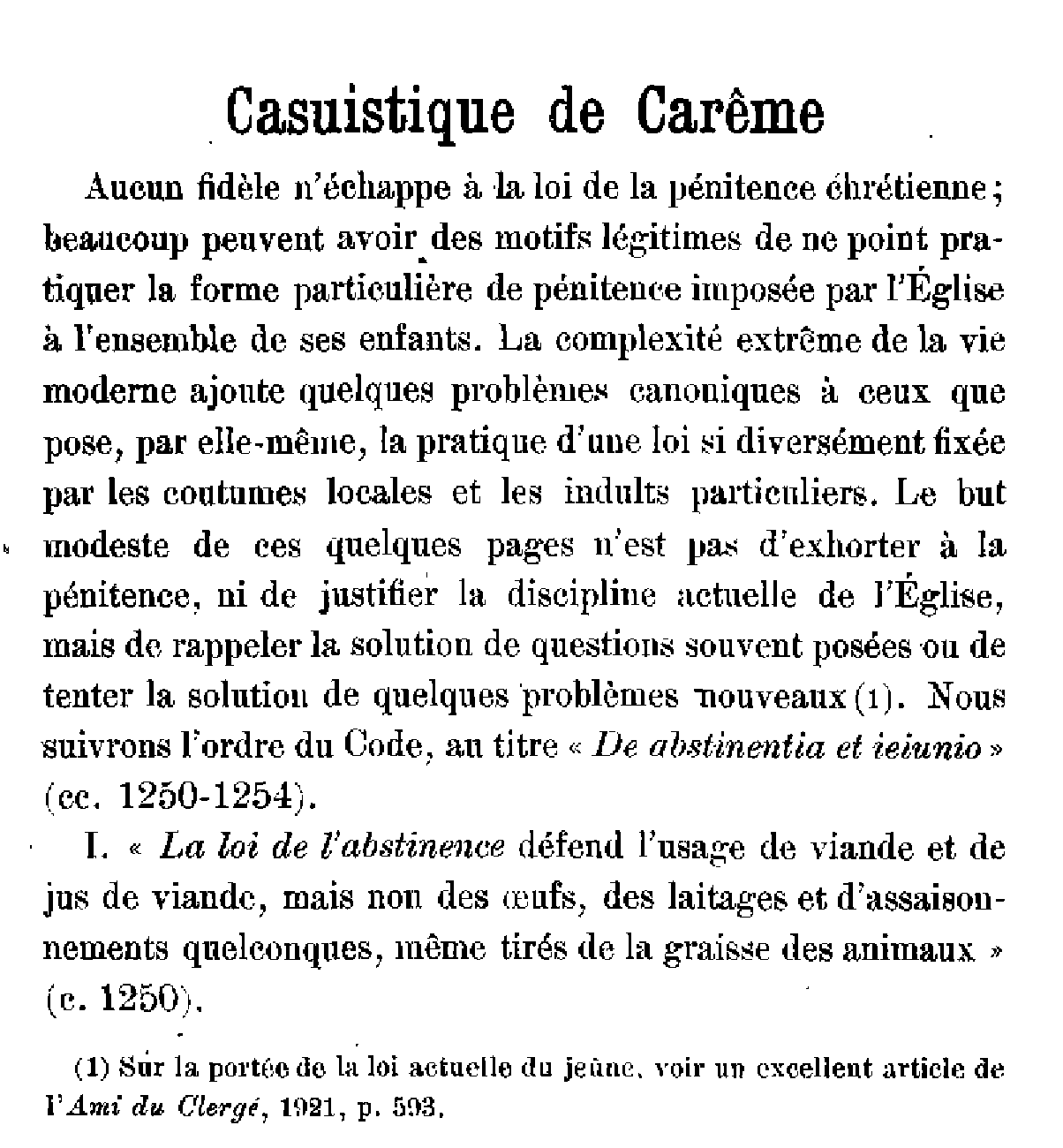 Casuistique de Carême
