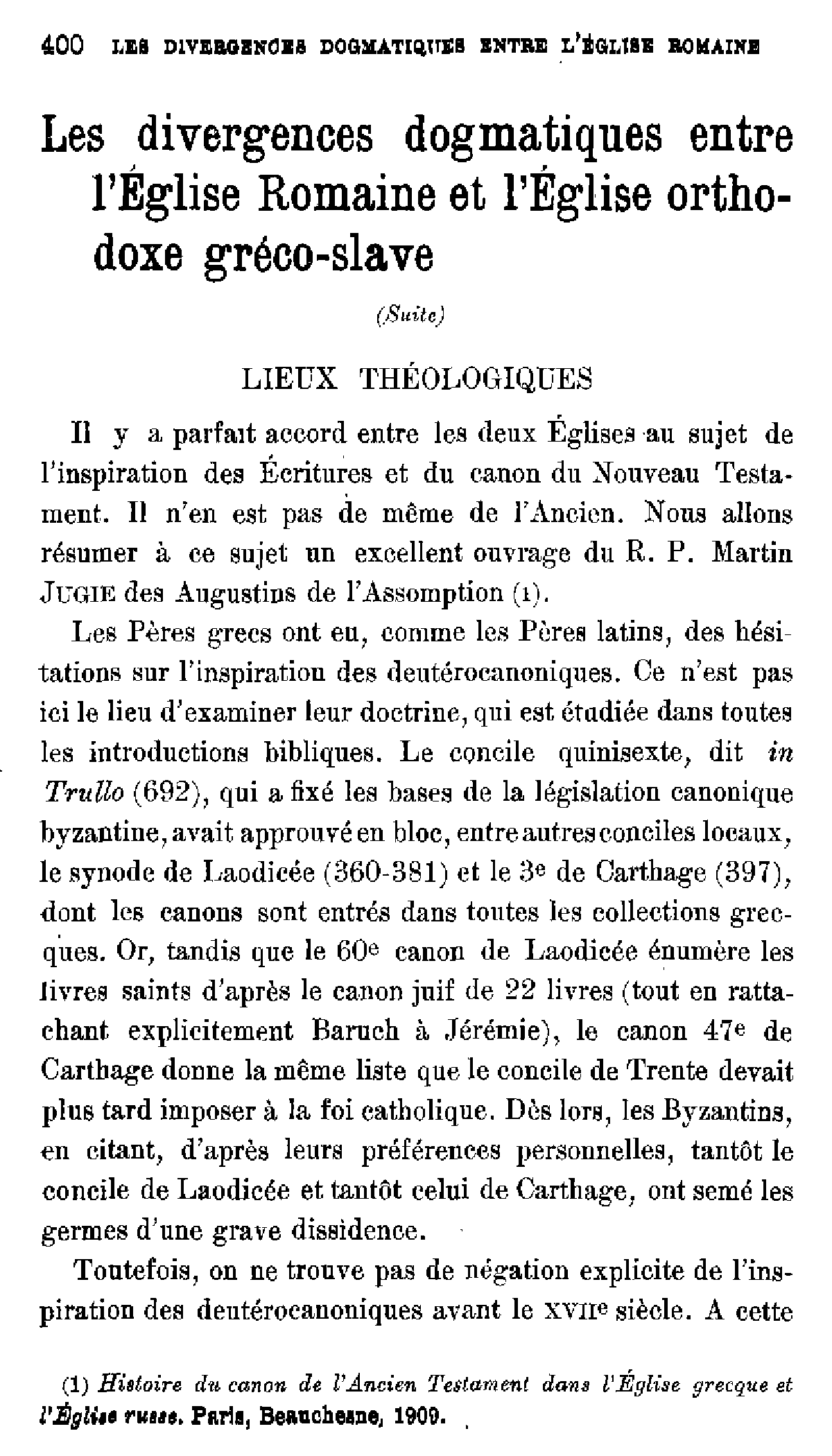 Les divergences dogmatiques entre l'Eglise Romaine et l'Eglise orthodoxe gréco-slave (2)
