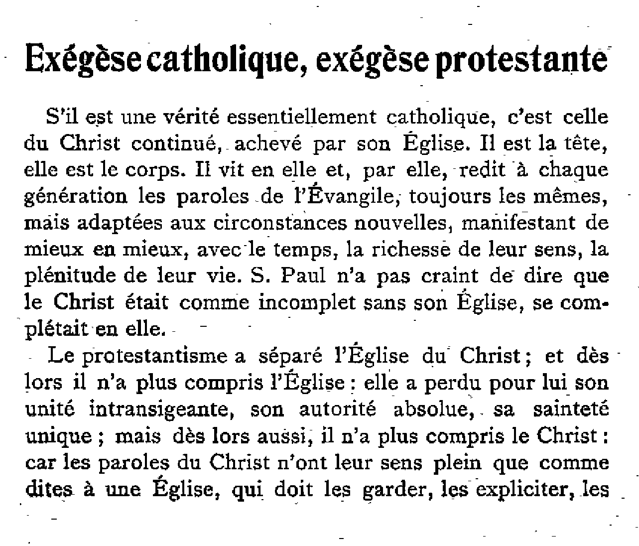 Exégèse catholique, exégèse protestante