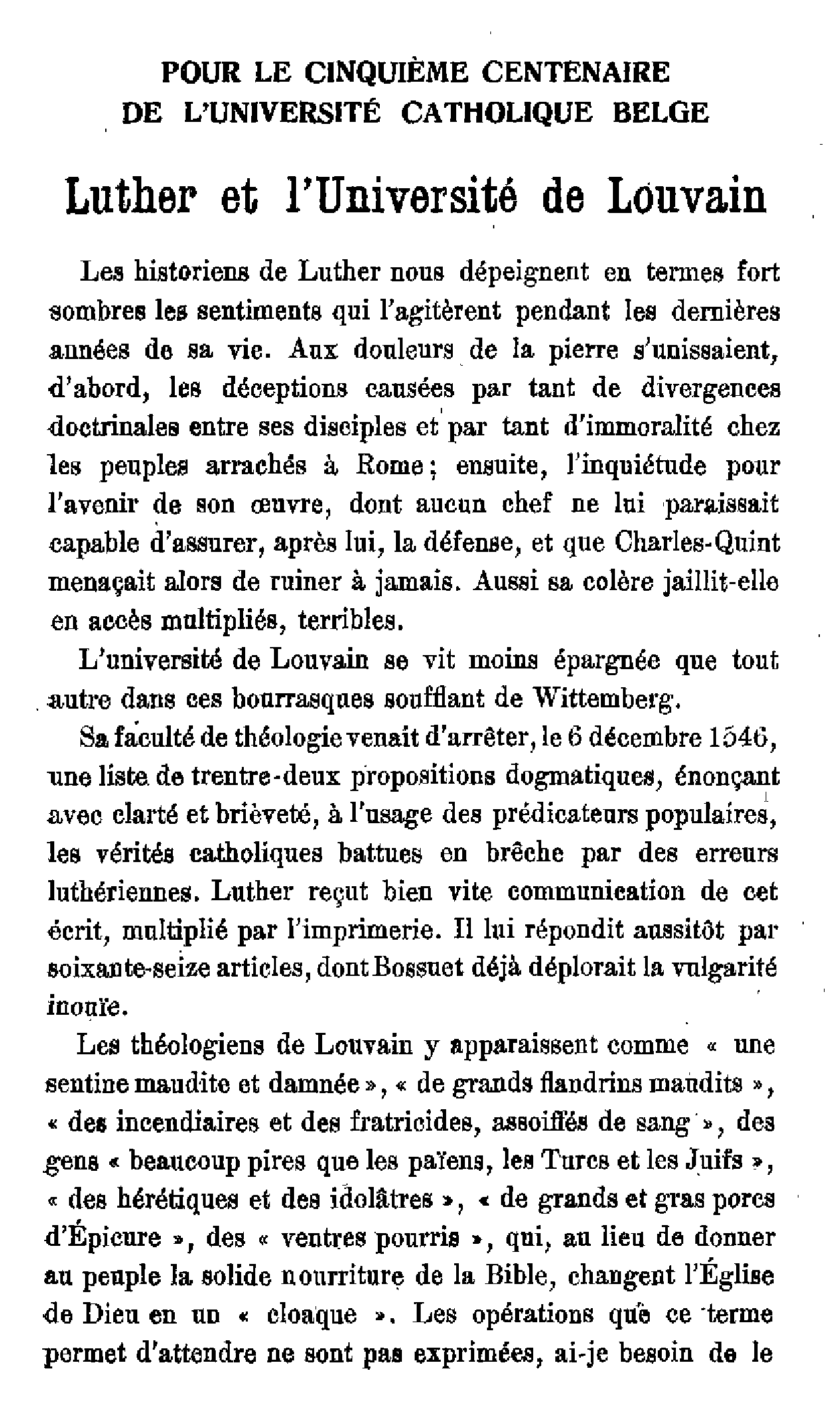 Luther et l'Université de Louvain