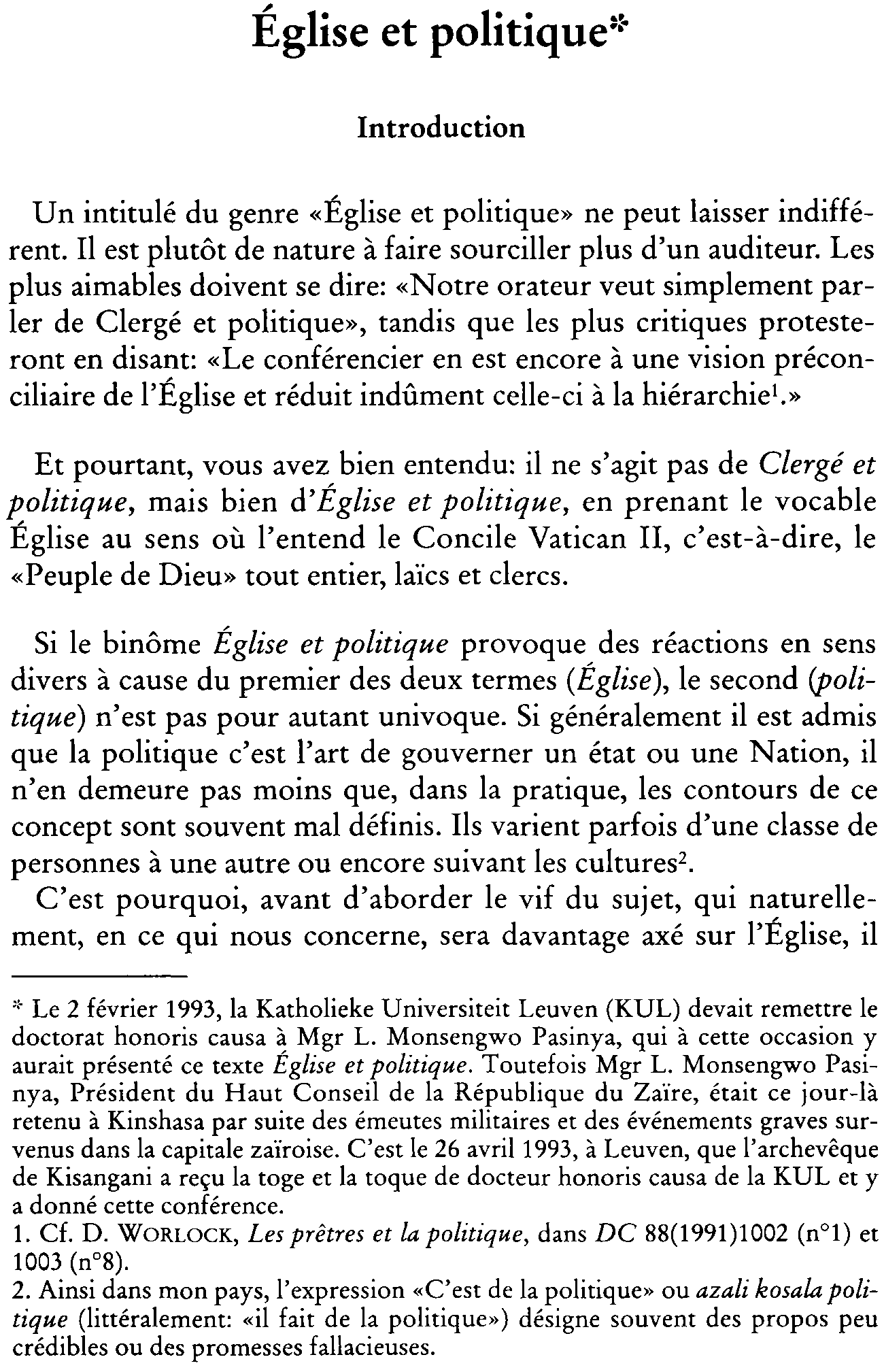 Église et politique
