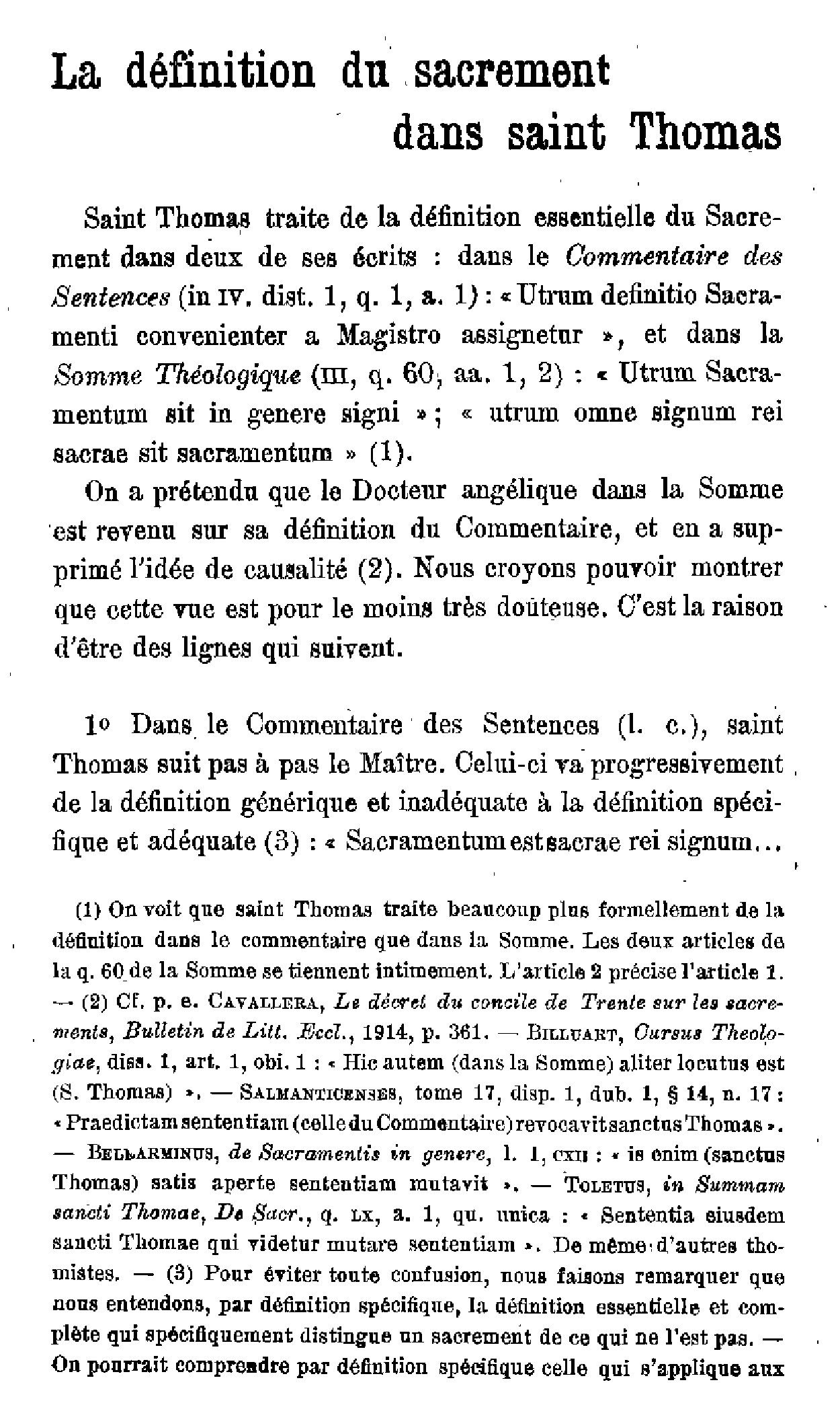 La définition du sacrement dans saint Thomas