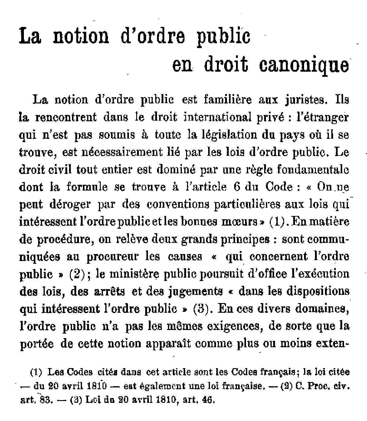 La notion d'ordre public en droit canonique