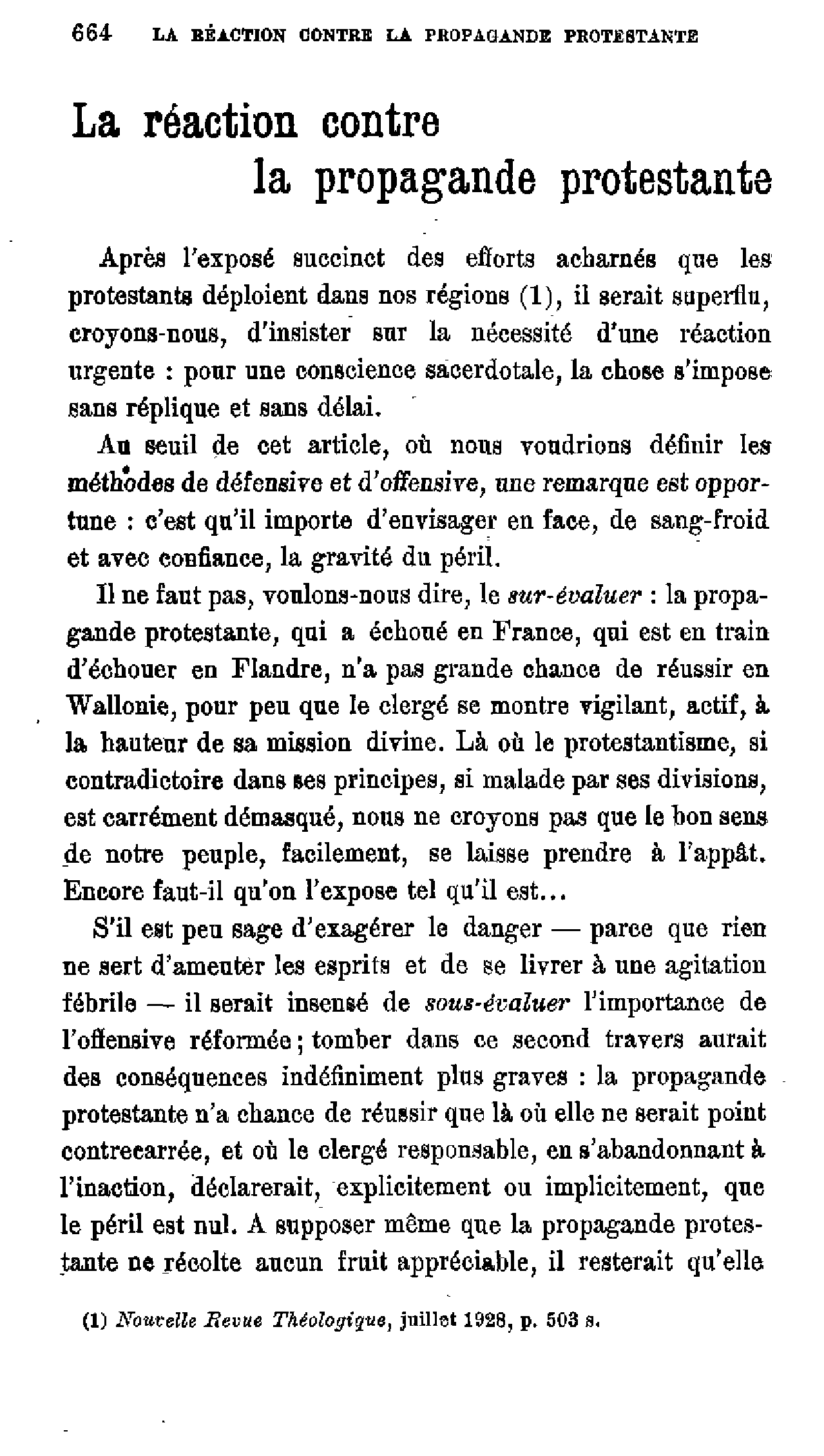 La réaction contre la propagande protestante