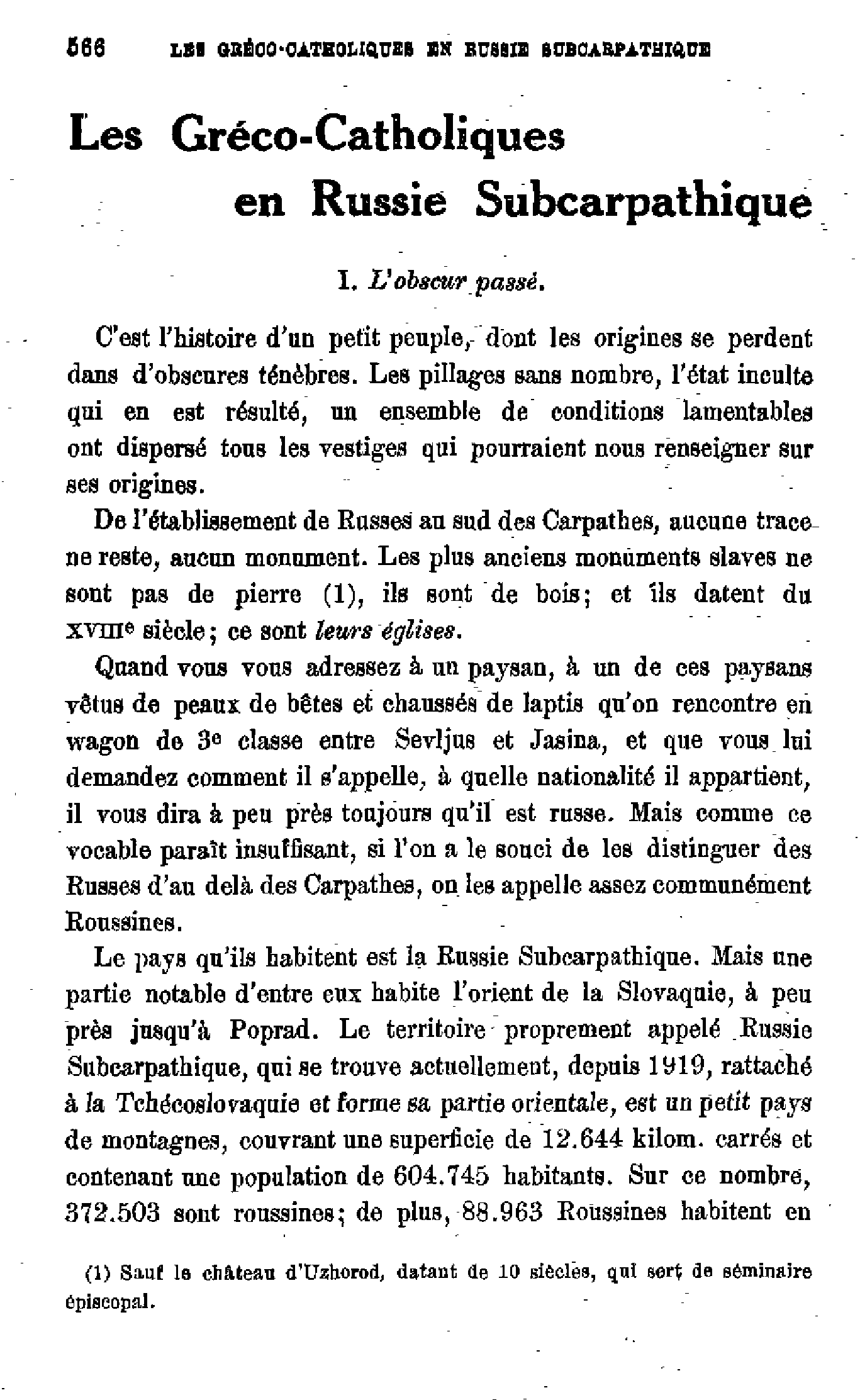 Les Gréco-Catholiques en Russie Subcarpathique