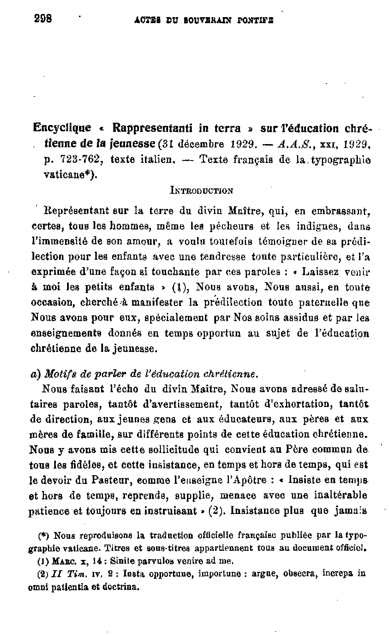 Actes du Souverain Pontife