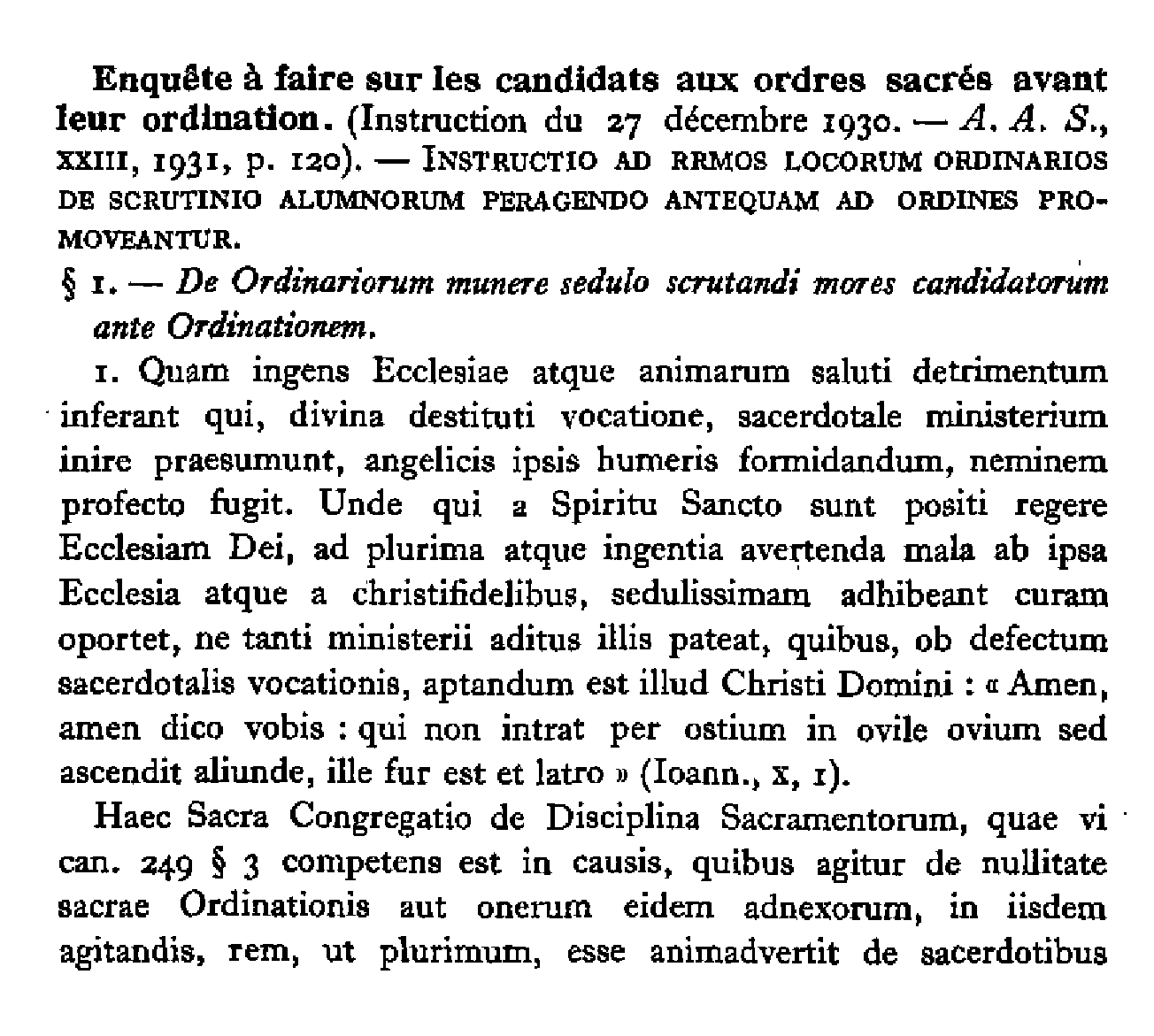 S. Congrégation des Sacrements