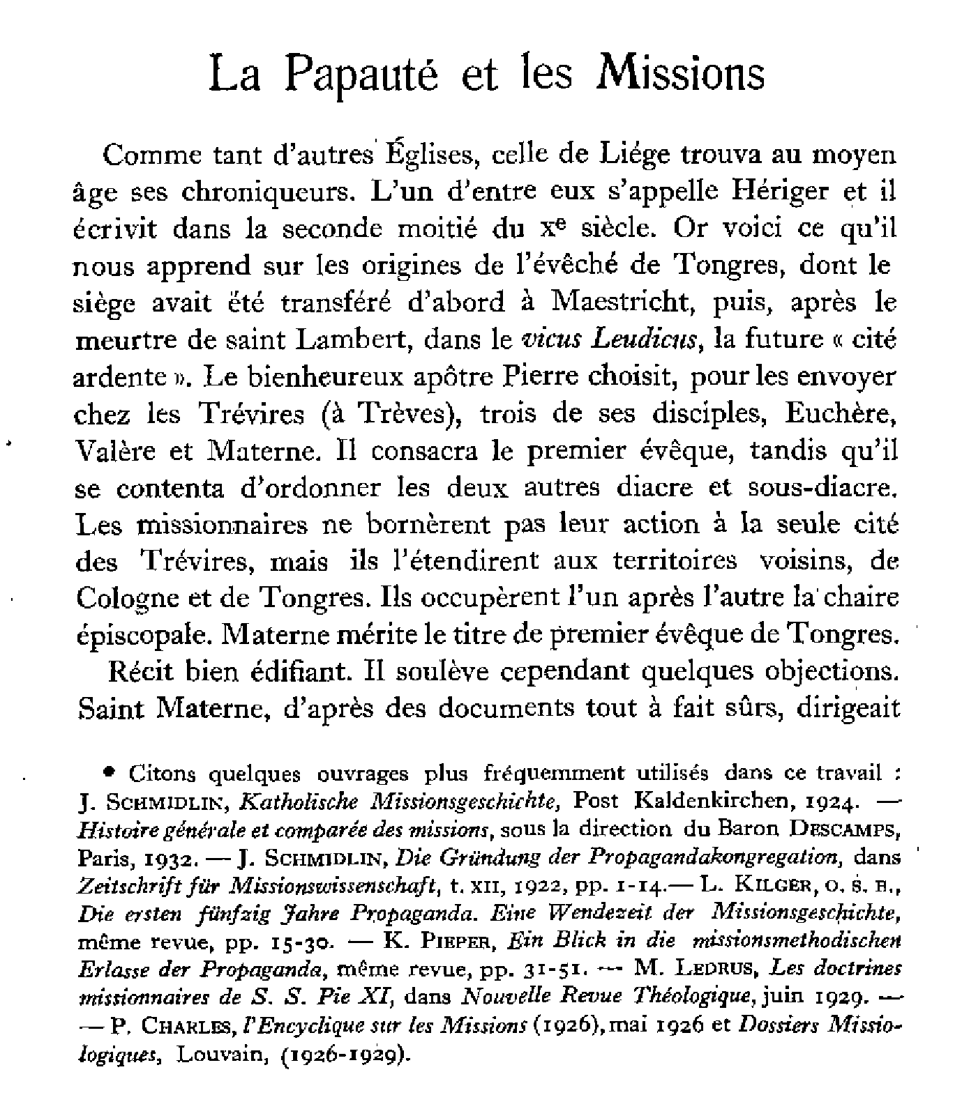 La Papauté et les Missions