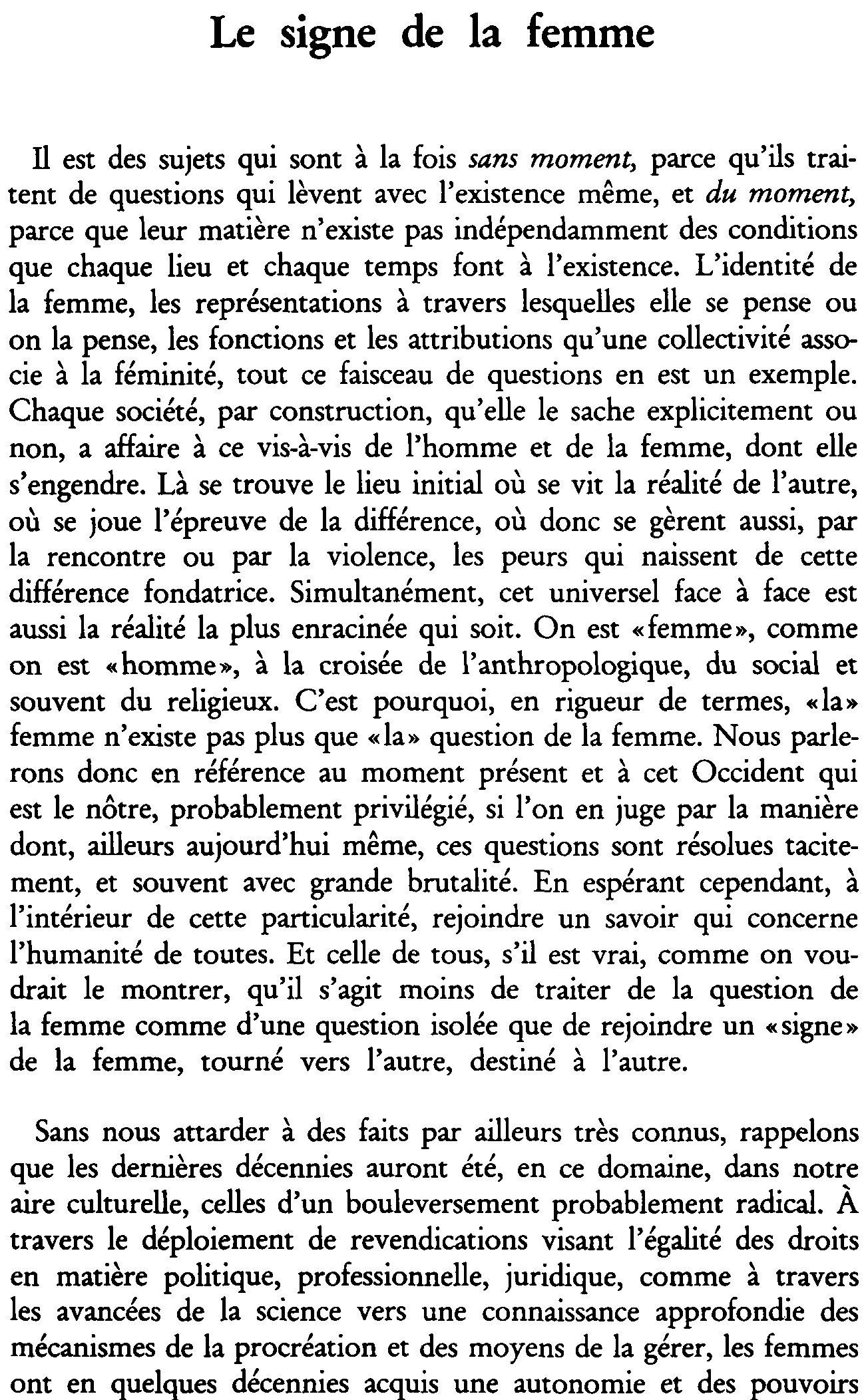 Le signe de la femme