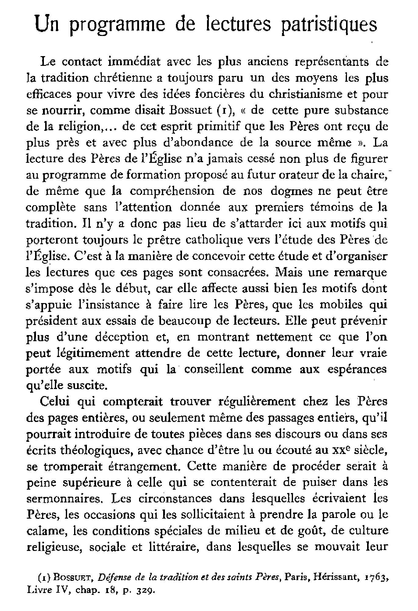 Un programme de lectures patristiques (1)