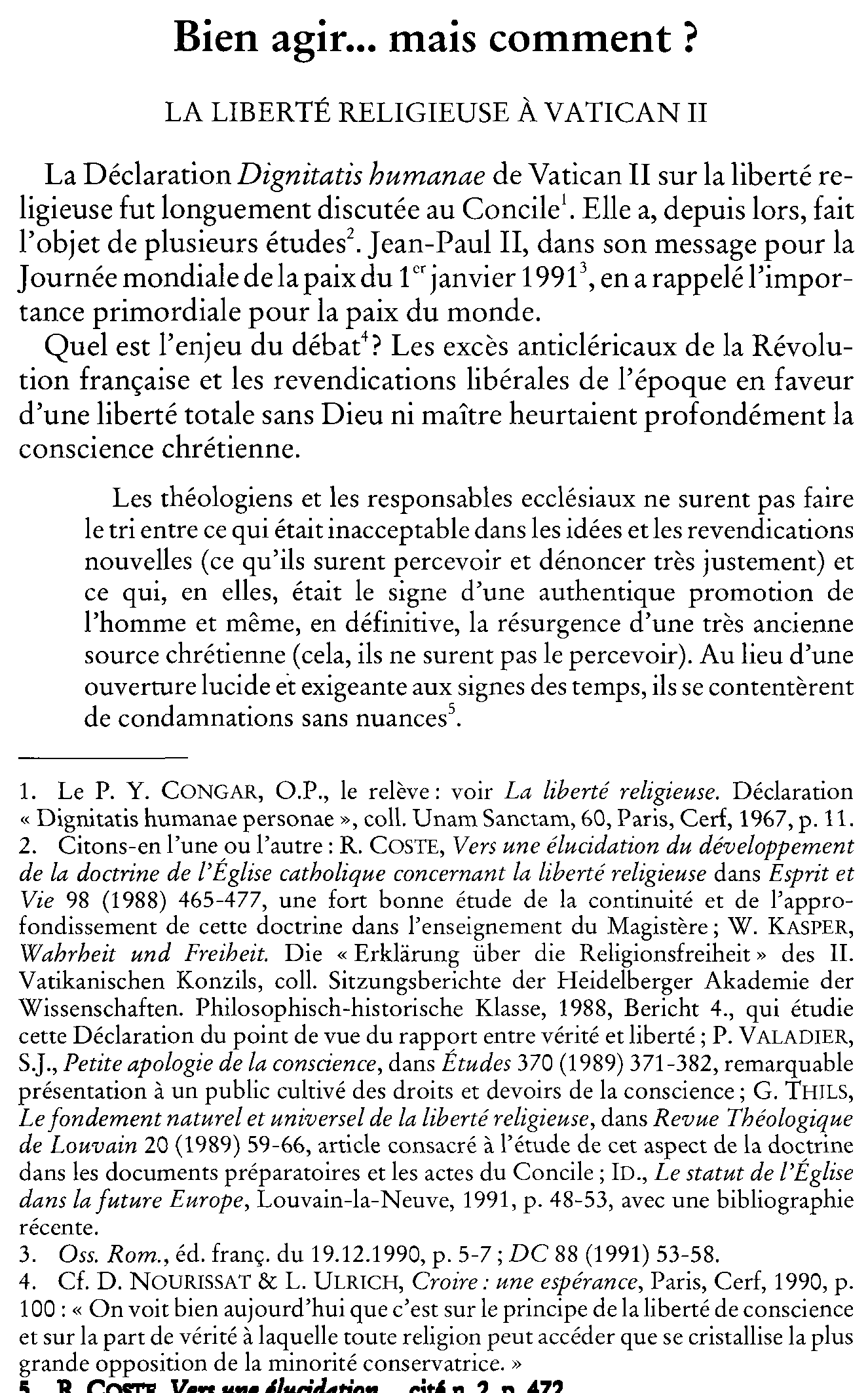 Bien agir… mais comment? La liberté religieuse à  Vatican II