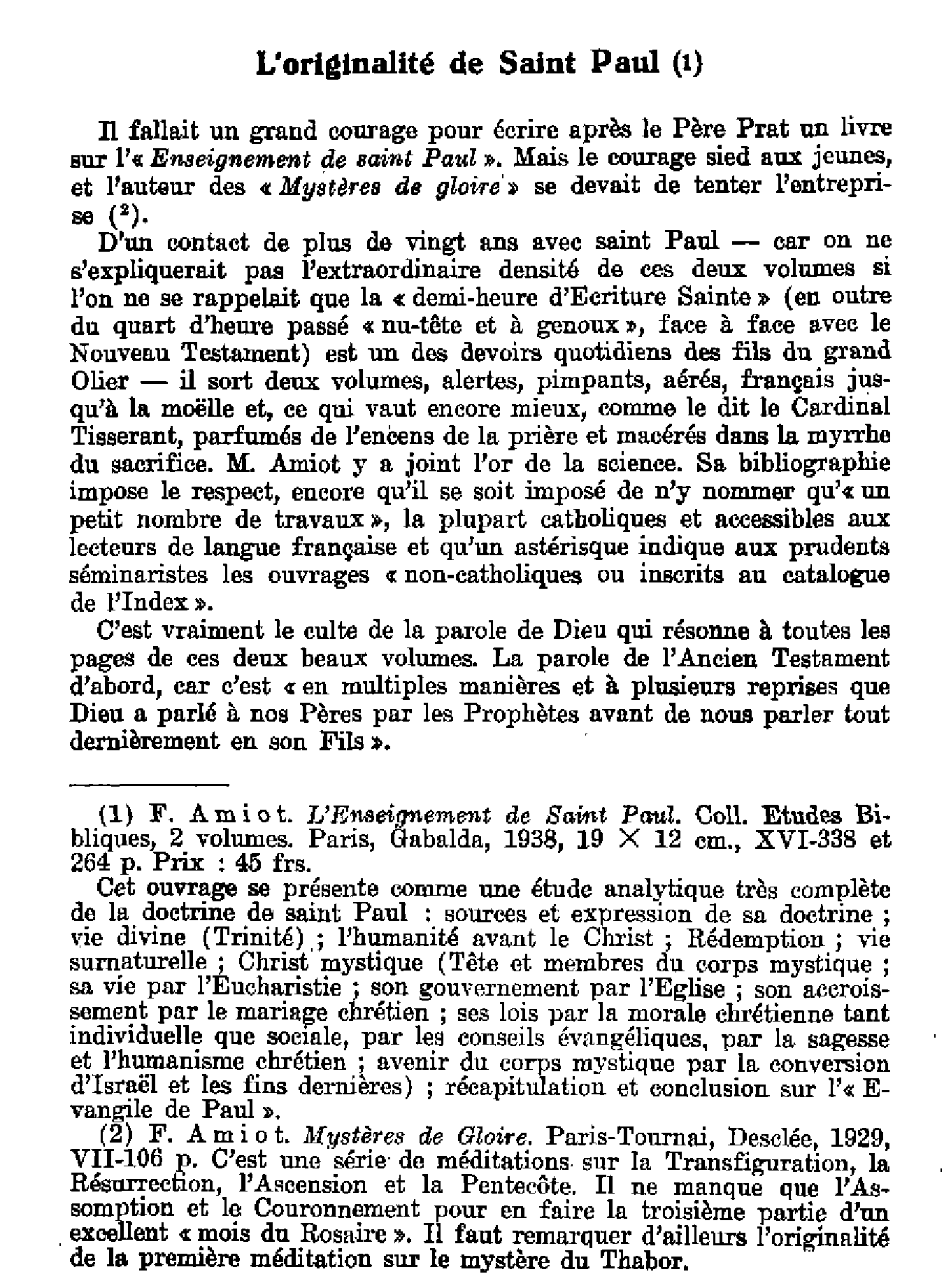 L'originalité de Saint Paul