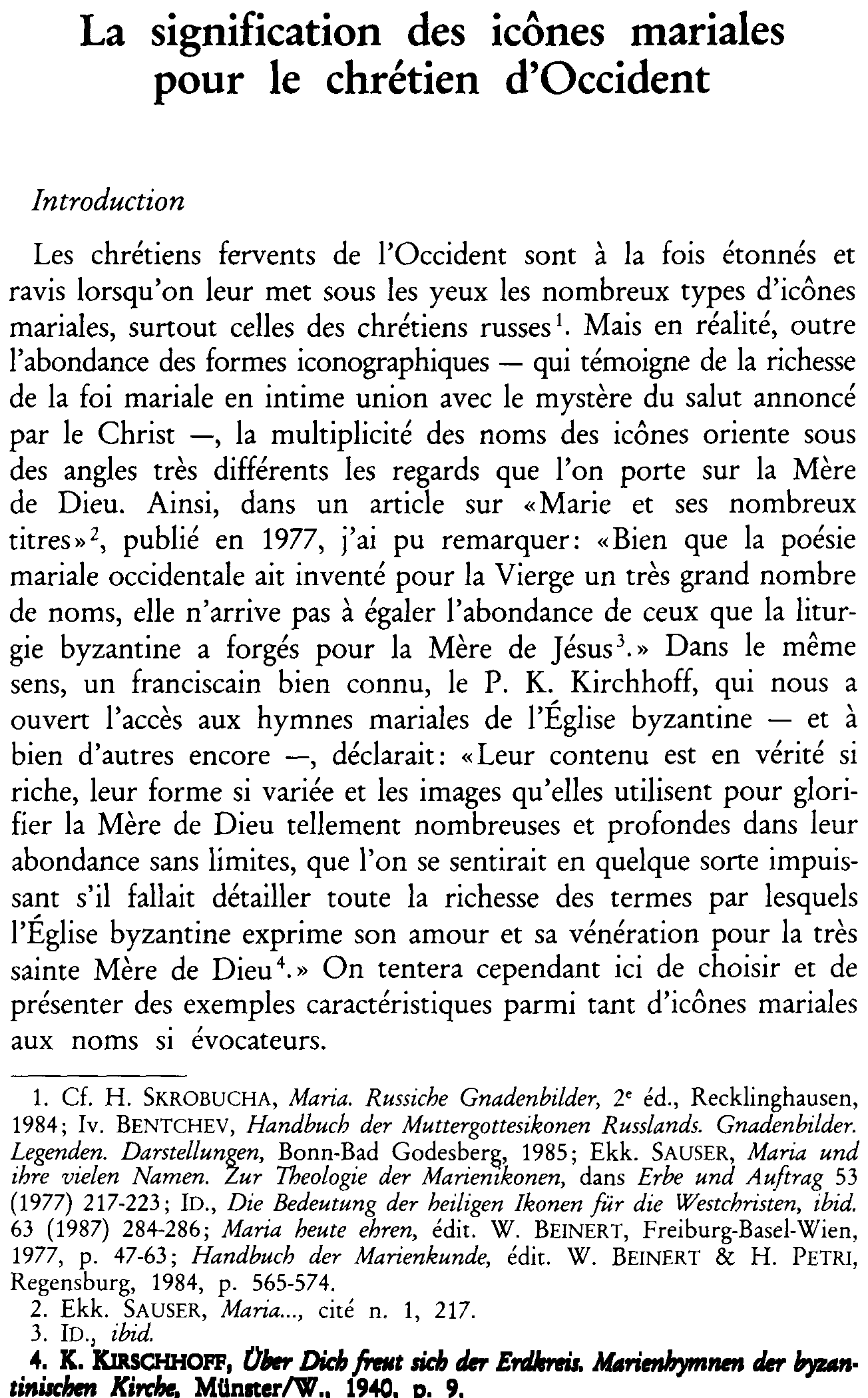 La signification des icônes mariales pour le chrétien d'Occident