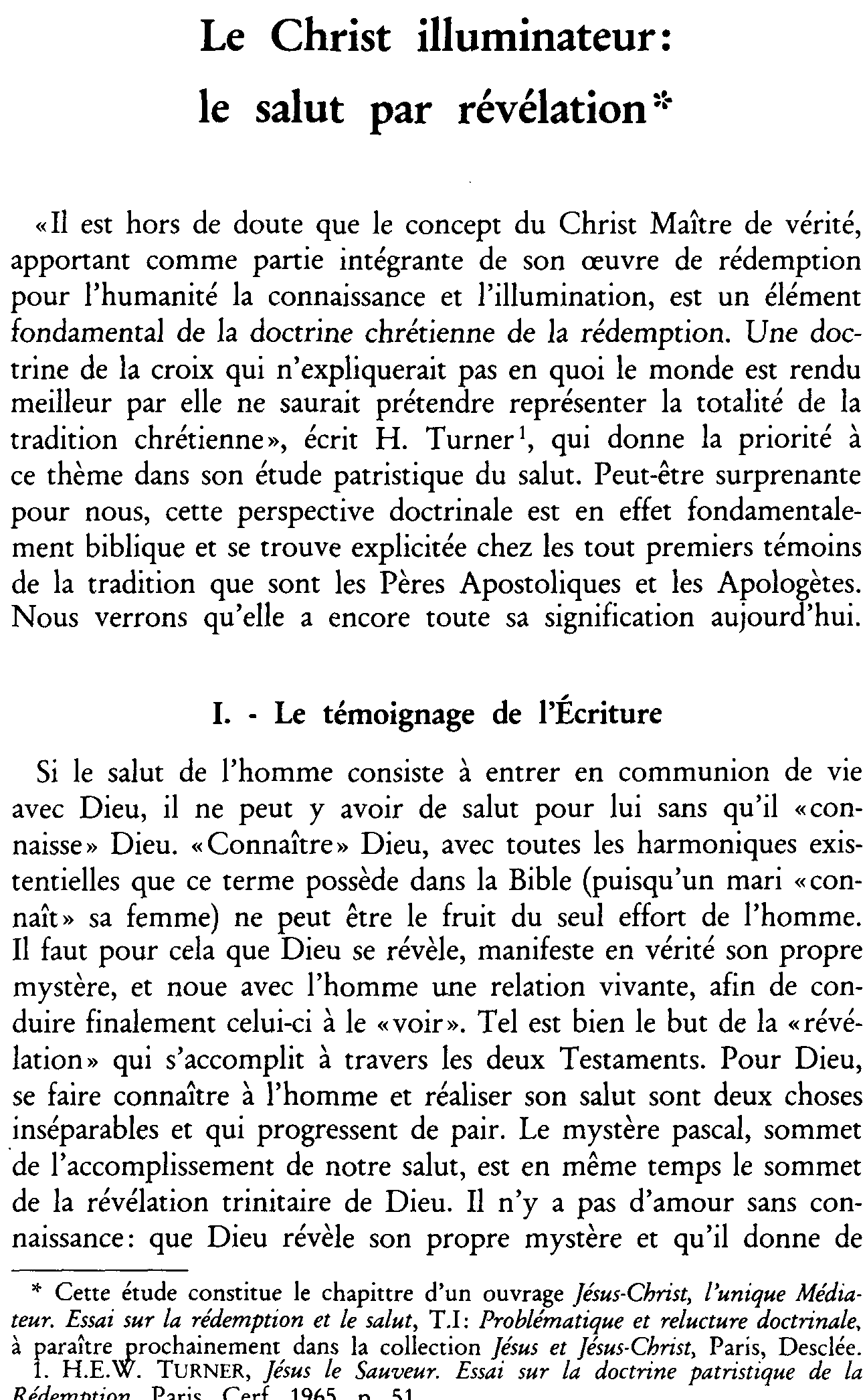 Le Christ illuminateur: le salut par révélation