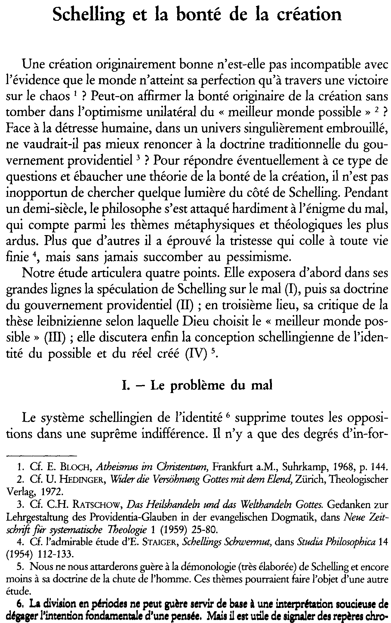 Schelling et la bonté de la création