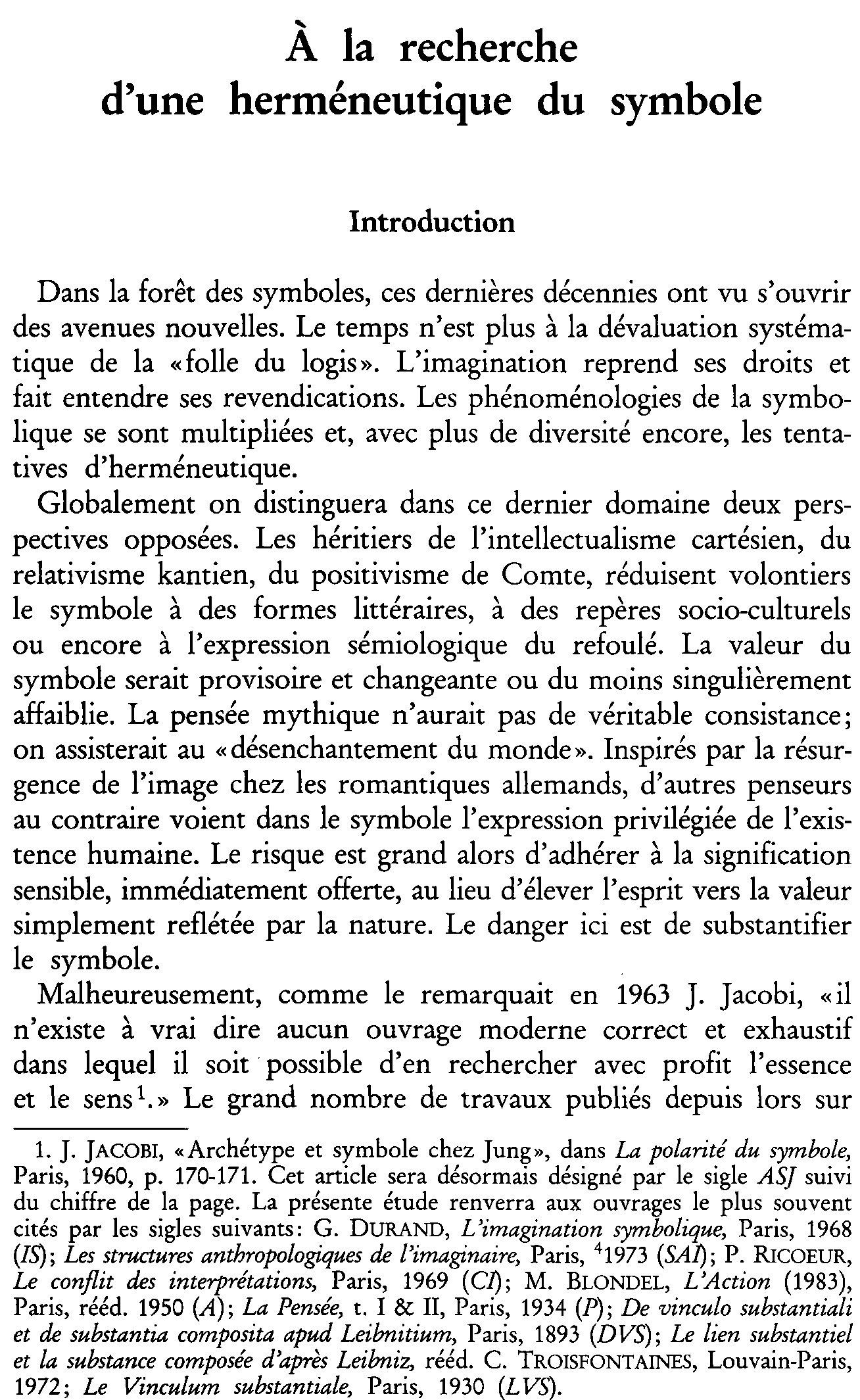 À la recherche d'une herméneutique du symbole