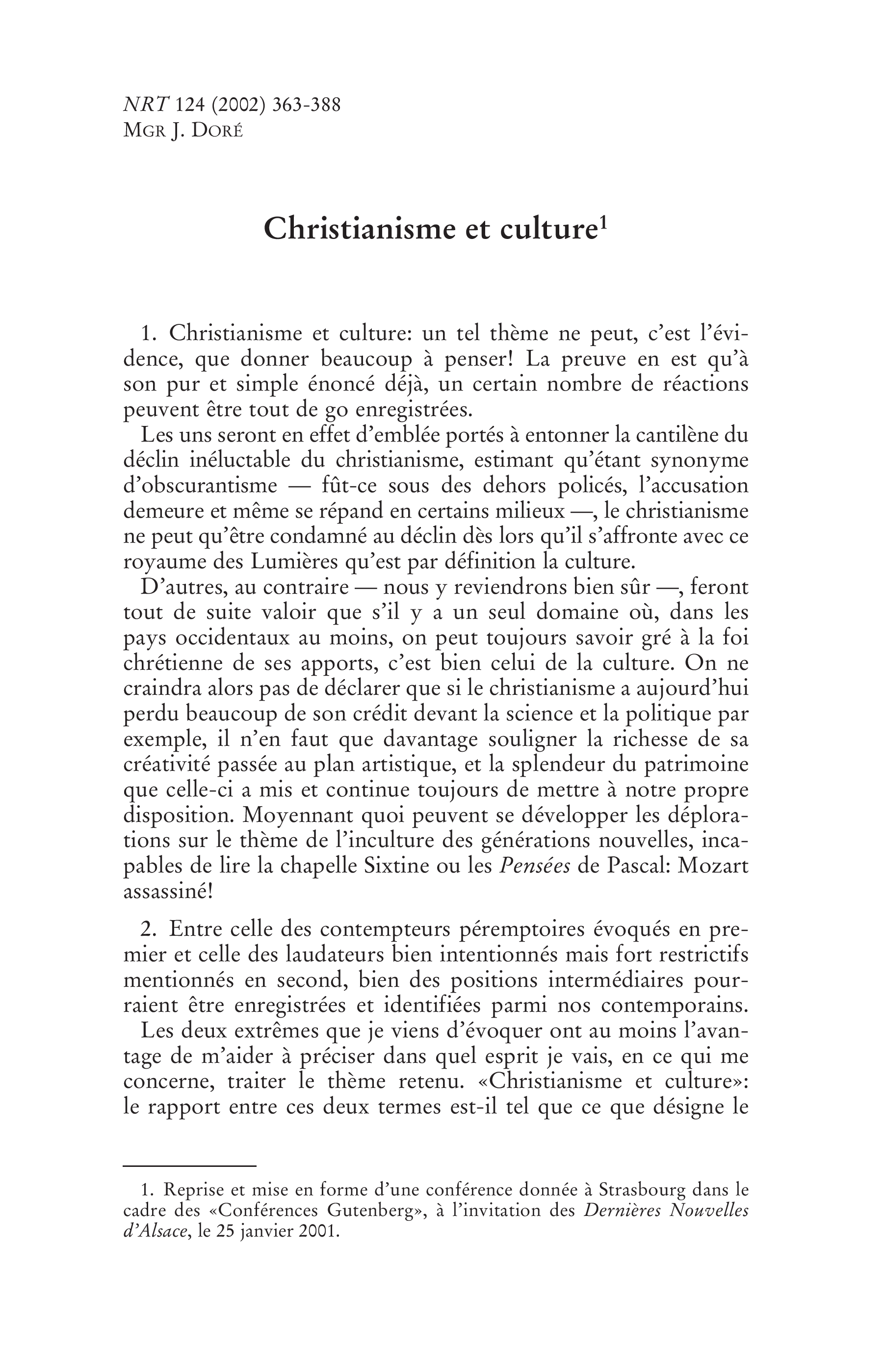 Christianisme et culture