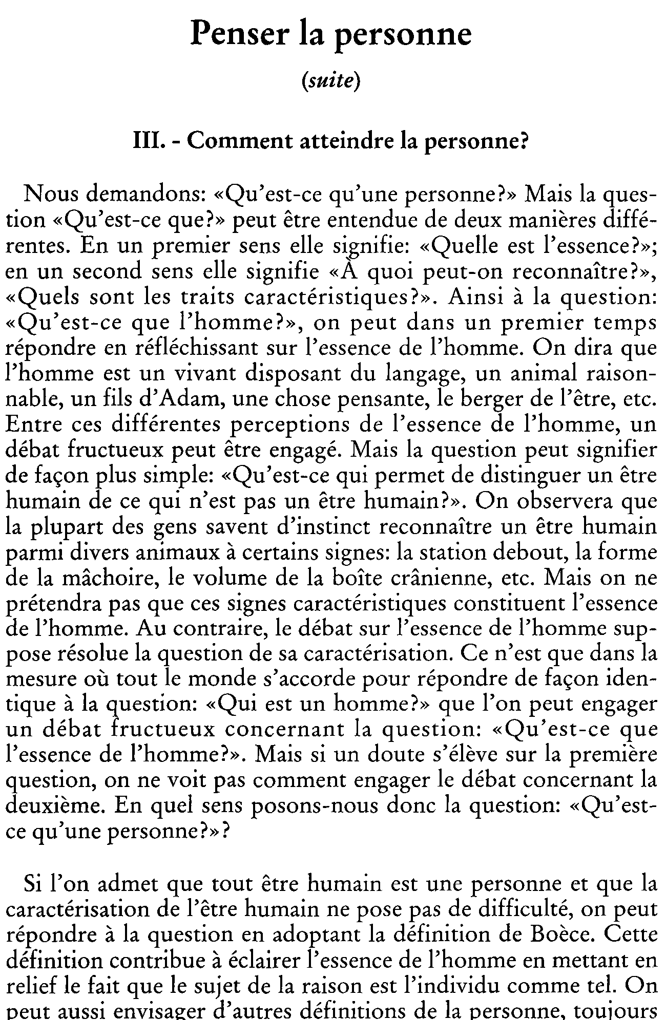 Penser la personne (2ème partie)