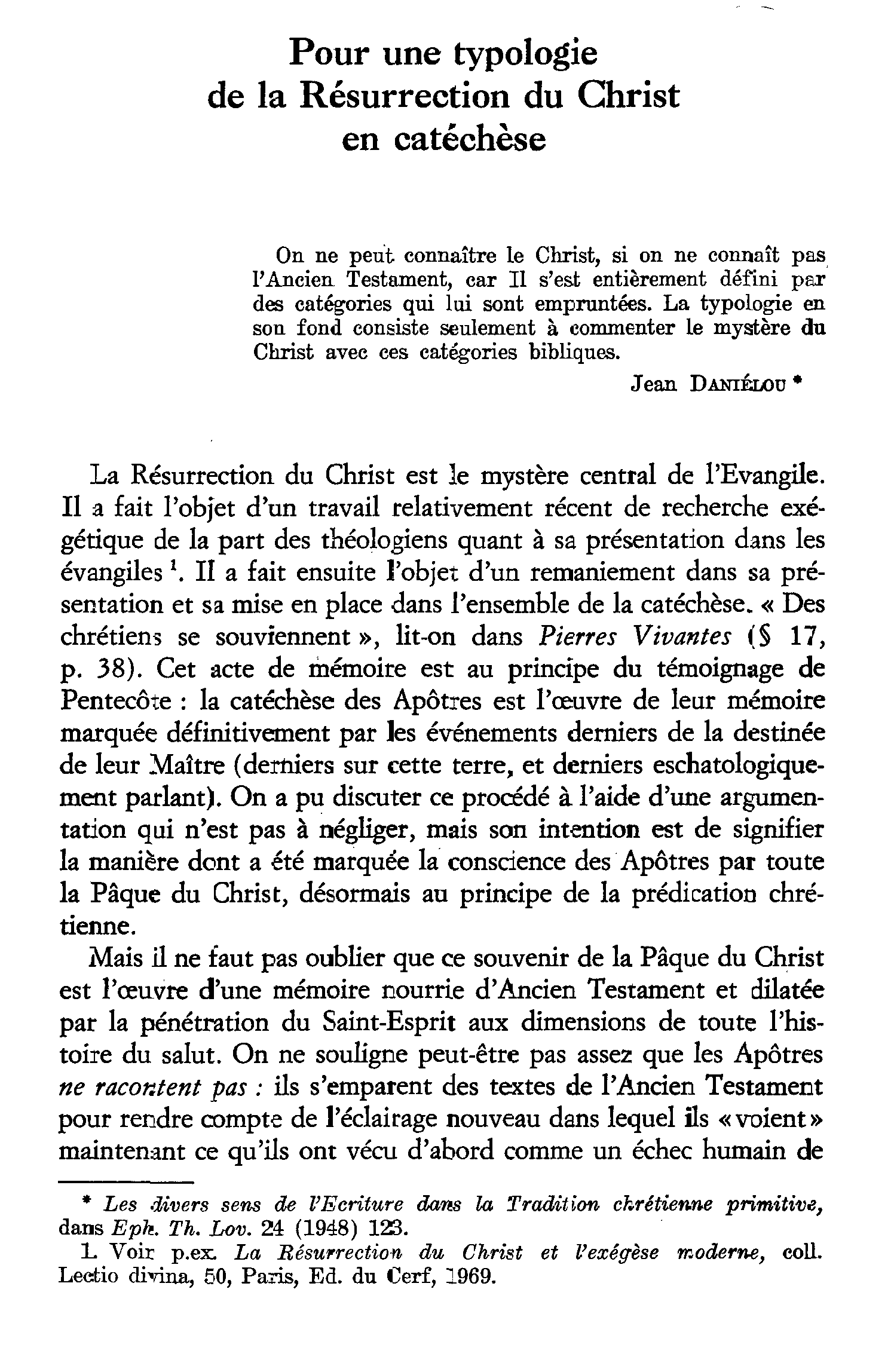 Pour une typologie de la Résurrection du Christ en catéchèse