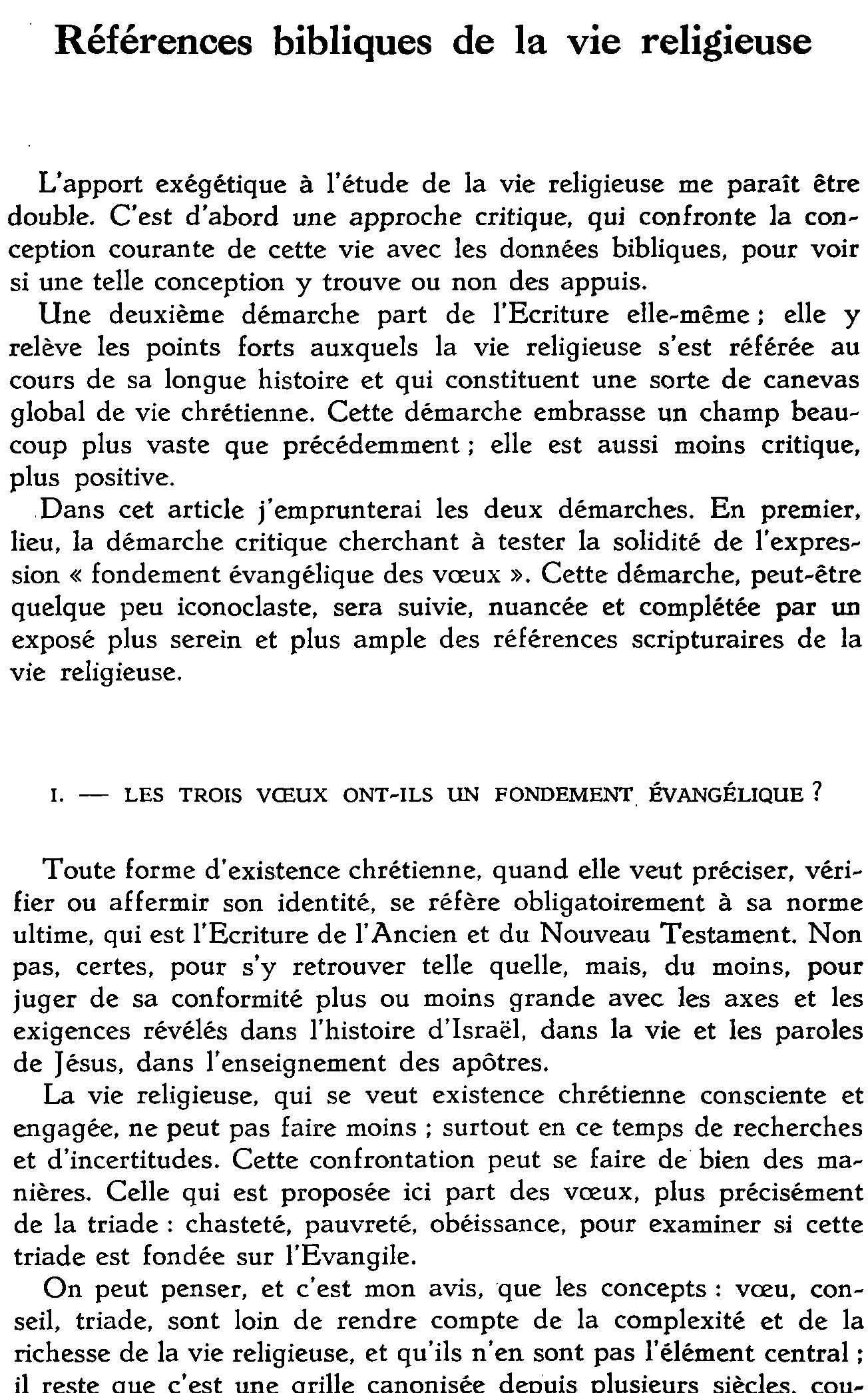 Références bibliques de la vie religieuse