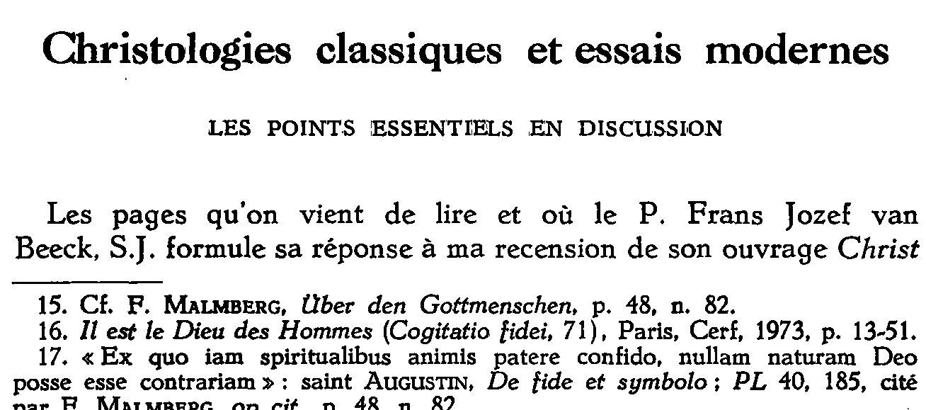 Christologies classiques et essais modernes