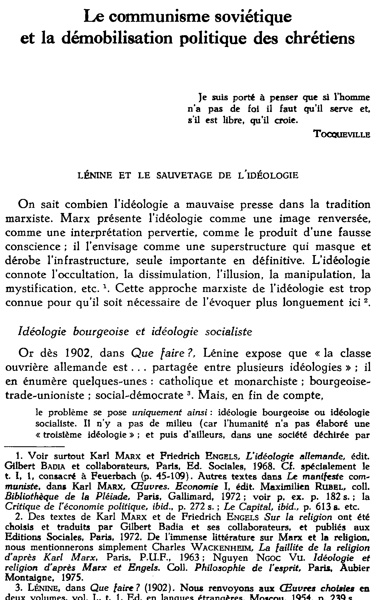 Le communisme soviétique et la démobilisation politique des chrétiens