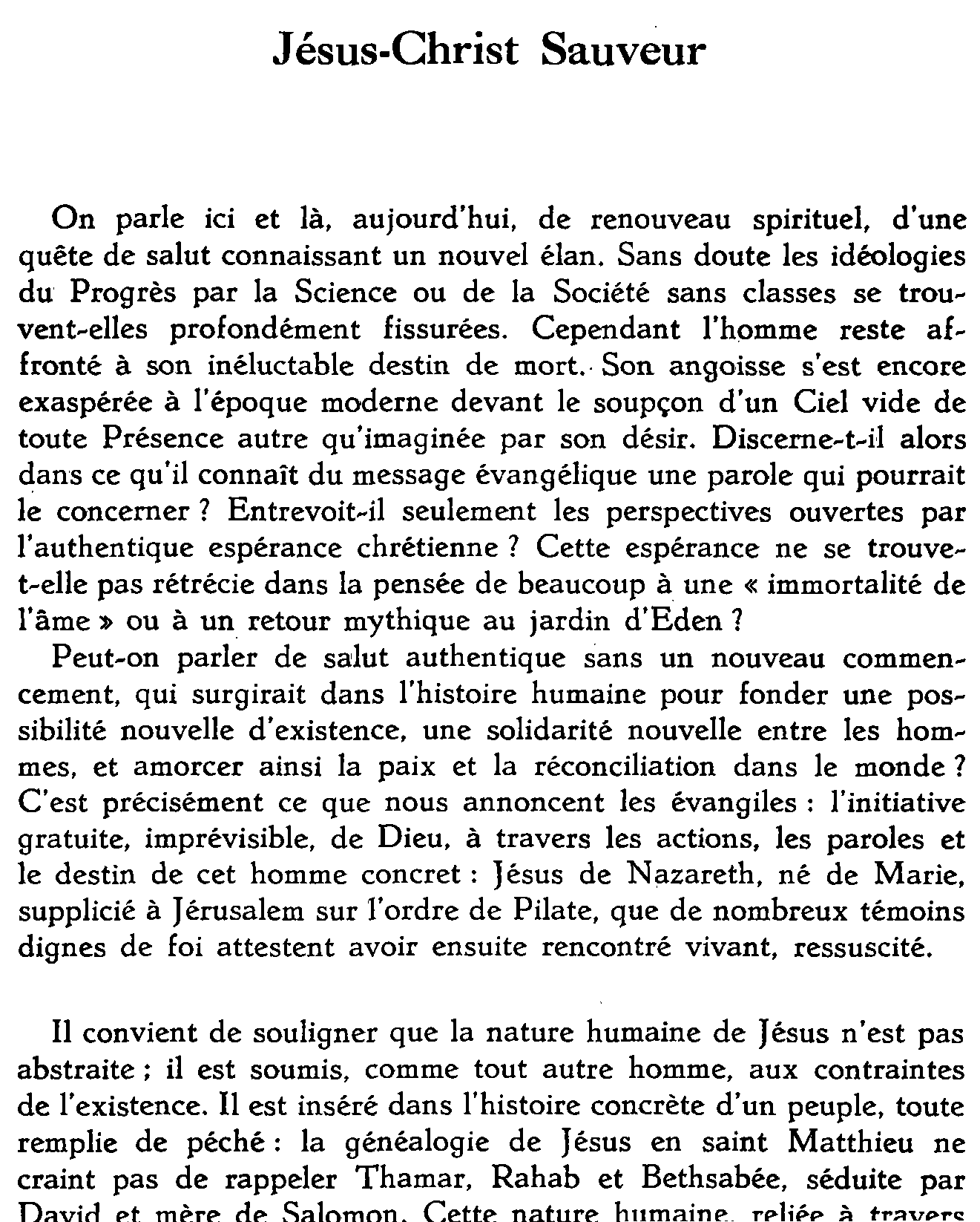 Jésus-Christ Sauveur