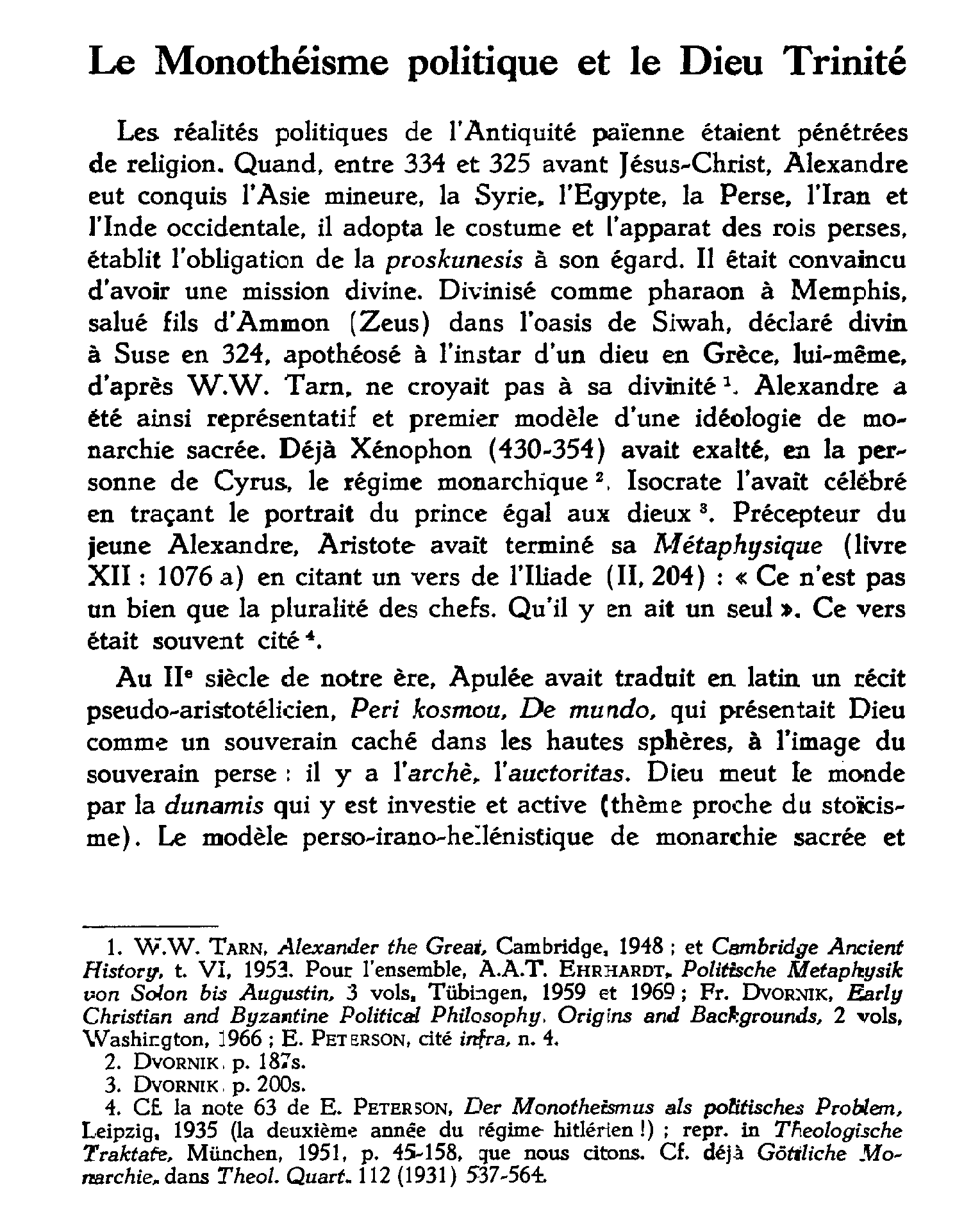 Le monothéisme politique et le Dieu Trinité