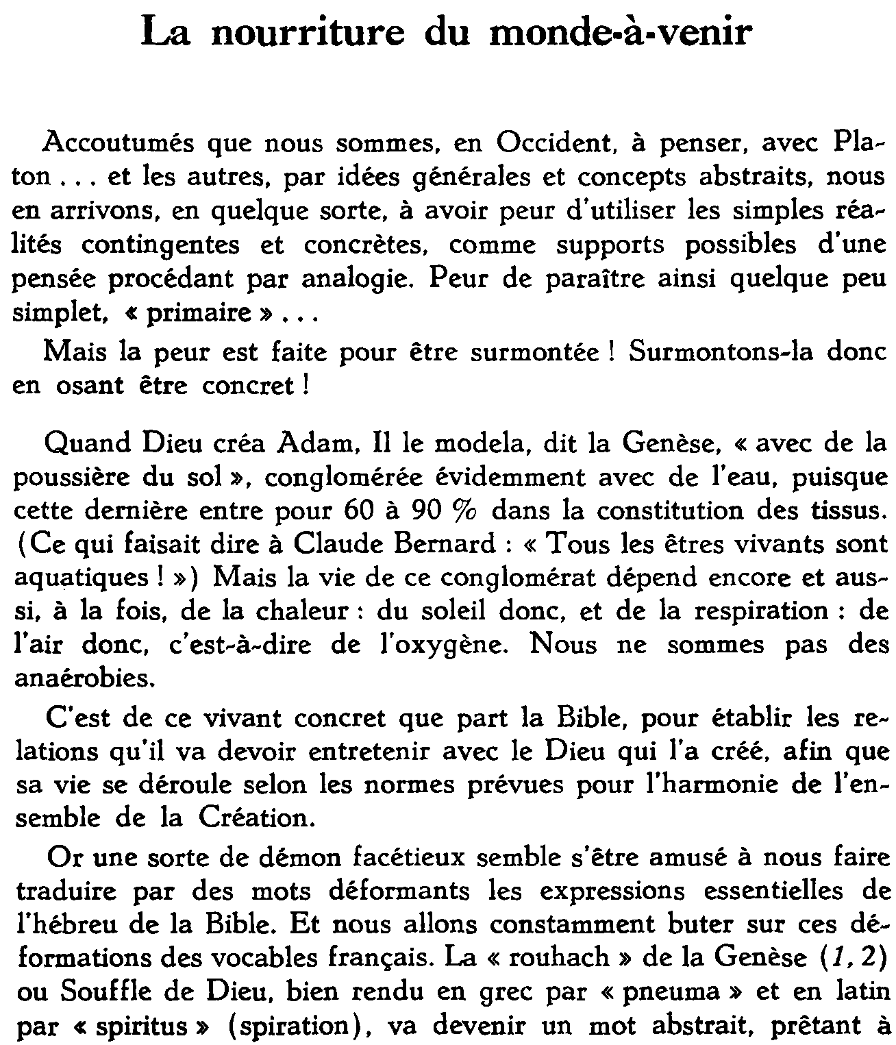 La nourriture du monde-à-venir