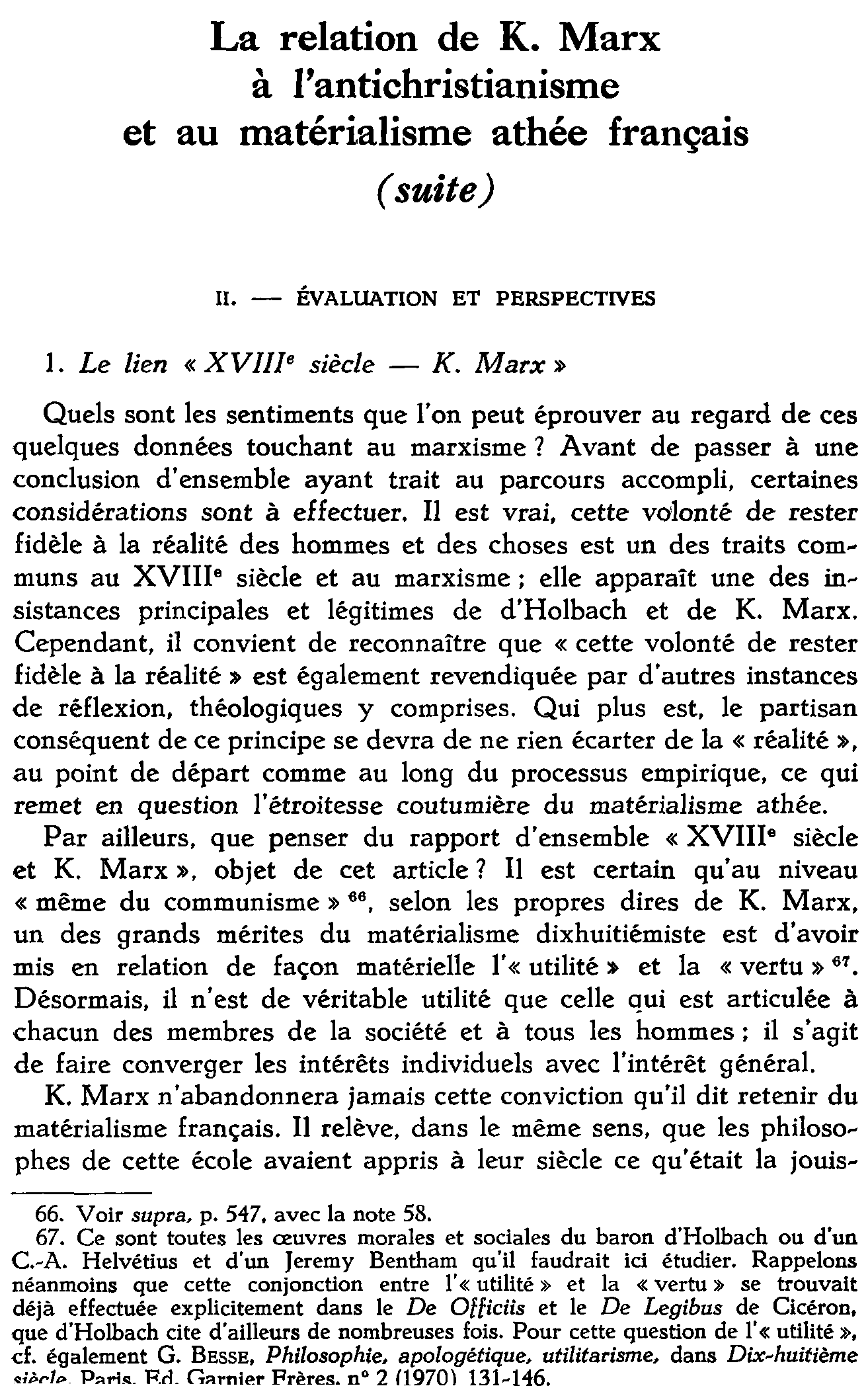 La relation de K. Marx à l'antichristianisme et au matérialisme athée français (suite)