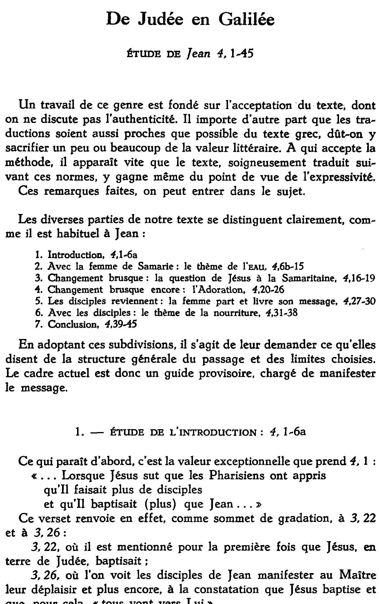 De Judée en Galilée. Étude de Jean 4,1-45