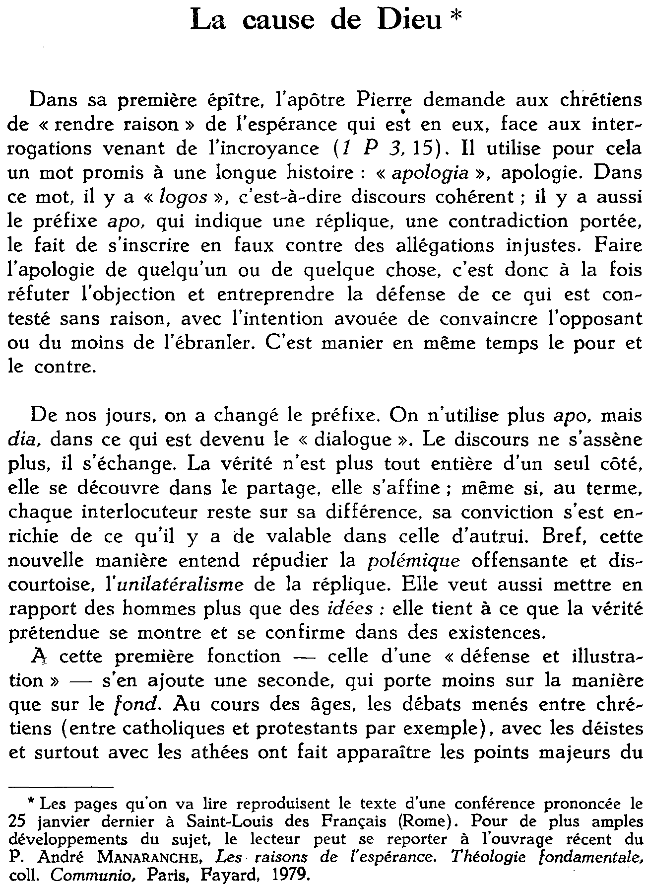 La cause de Dieu