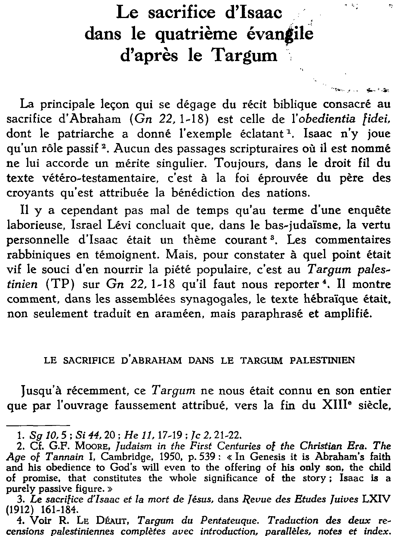 Le sacrifice d'Isaac dans le quatrième évangile d'après le Targum