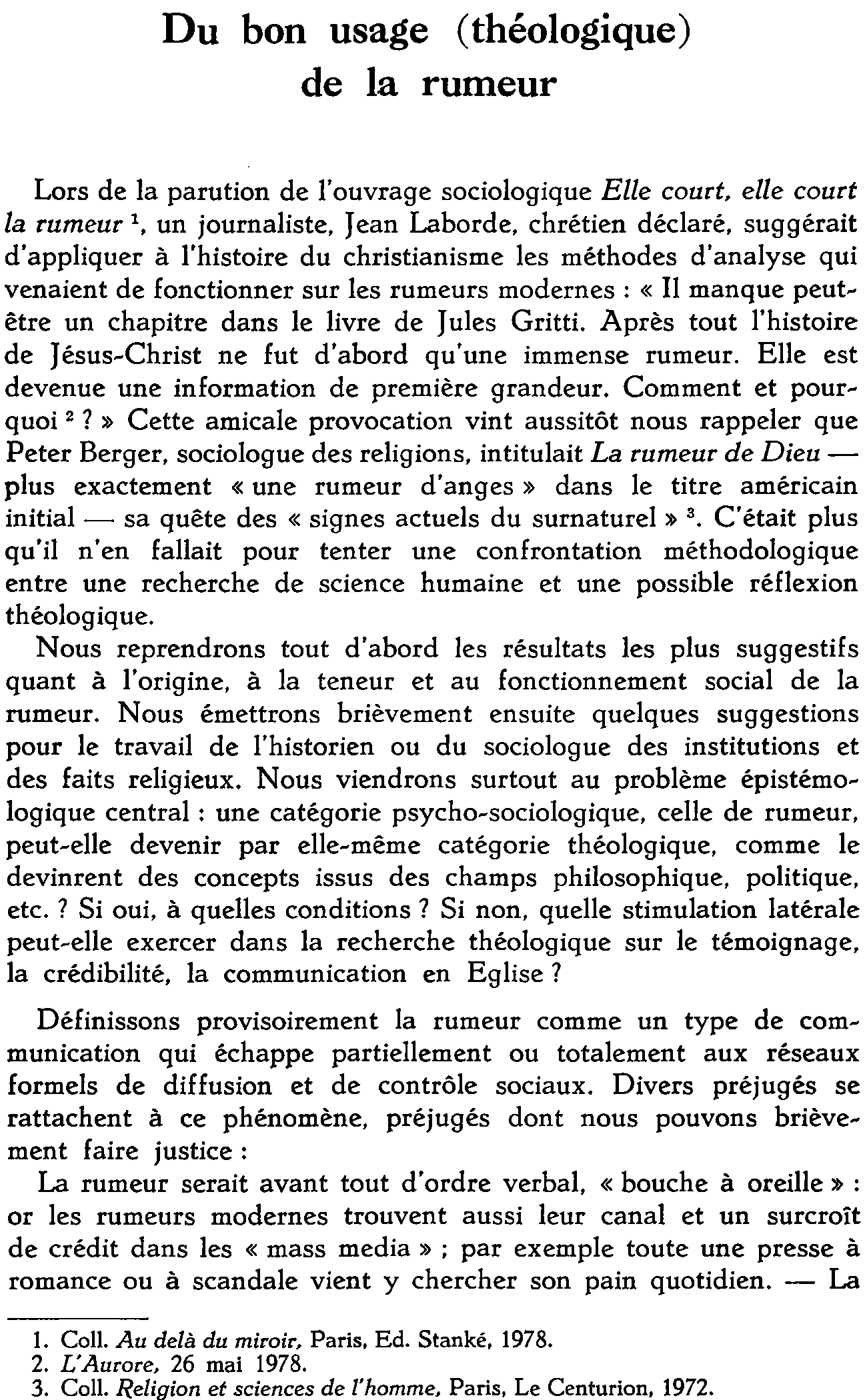 Du bon usage (théologique) de la rumeur