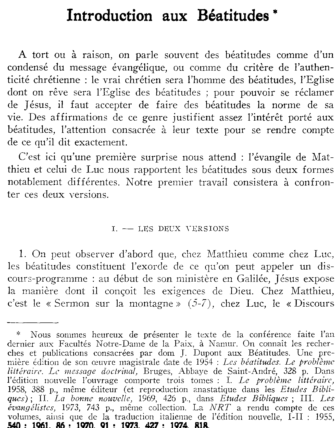 Introduction aux Béatitudes