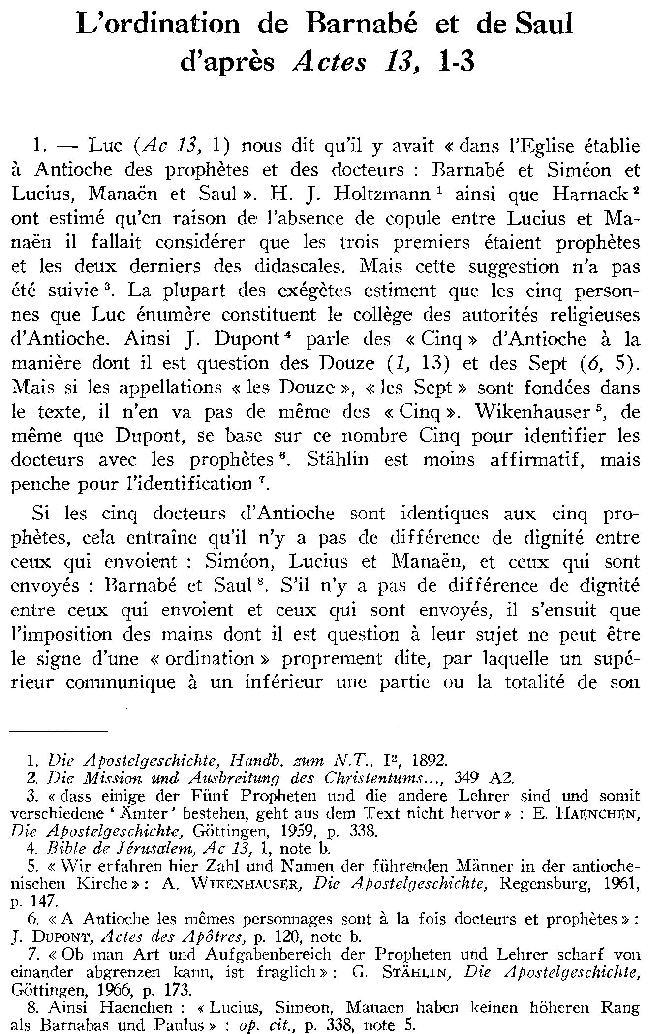 L'ordination de Barnabé et de Saul d'après Actes 13,1-3