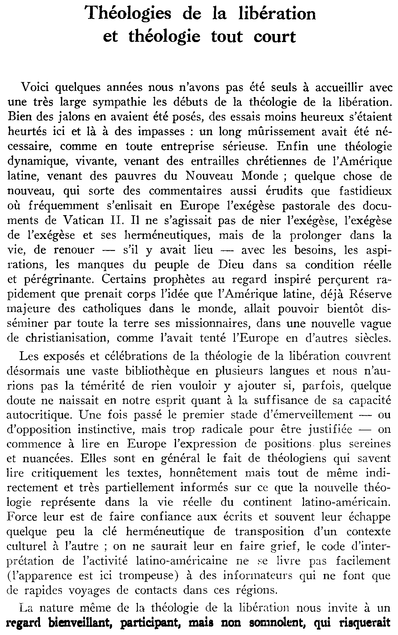 Théologies de la libération et théologie tout court