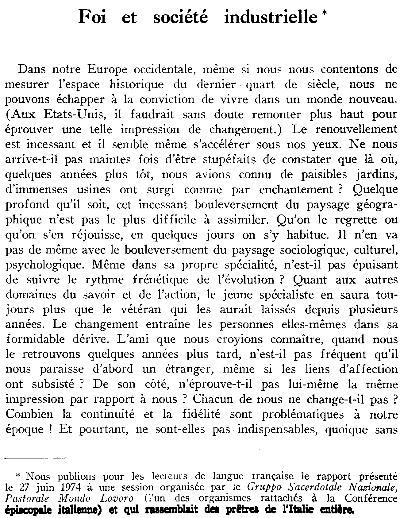 Foi et société industrielle