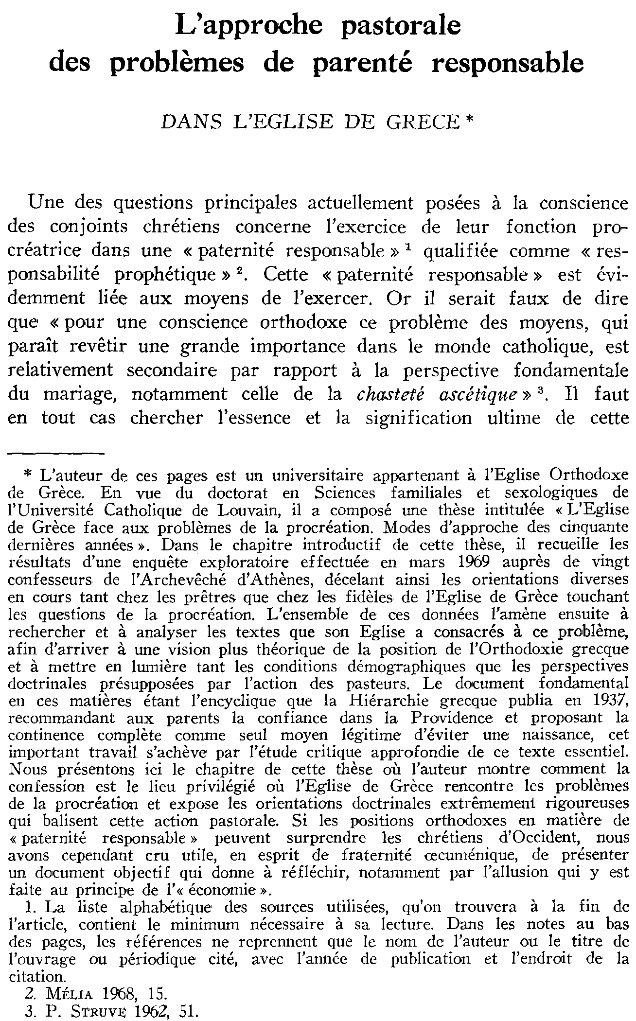 L'approche pastorale des problèmes de parenté responsable dans l'Église de Grèce