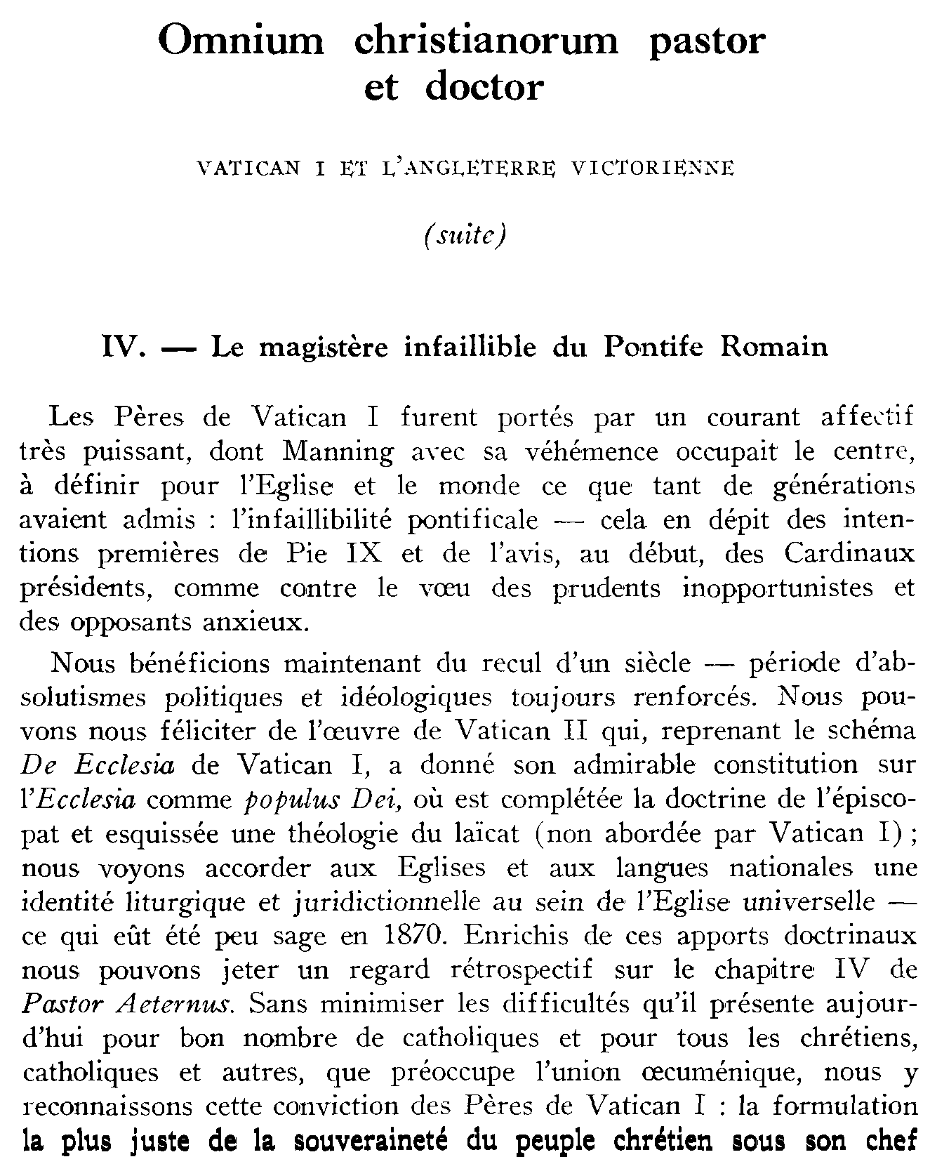 Omnium christianorum pastor et doctot. Vatican I et l'Angleterre cictorienne (suite)