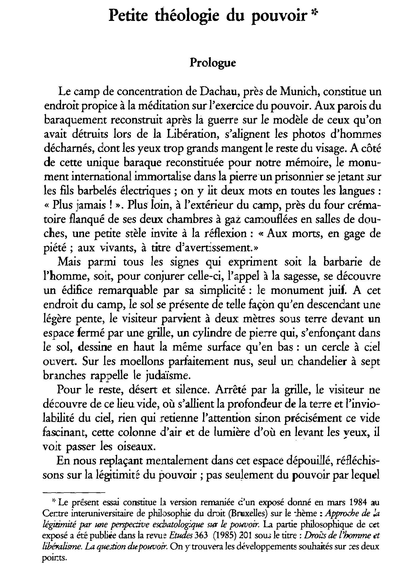Petite théologie du pouvoir
