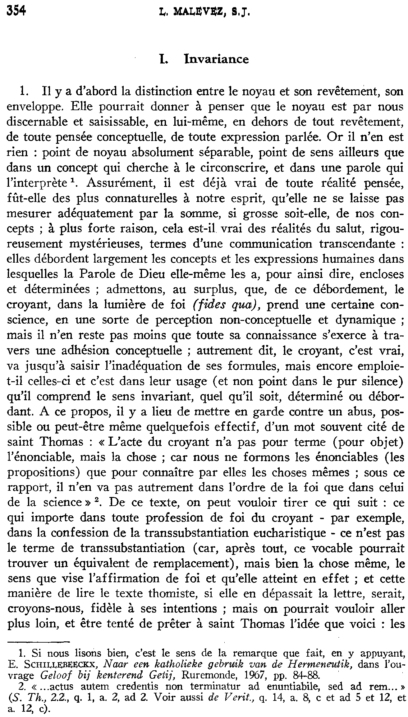 L'invariant et le divers dans le langage de la foi