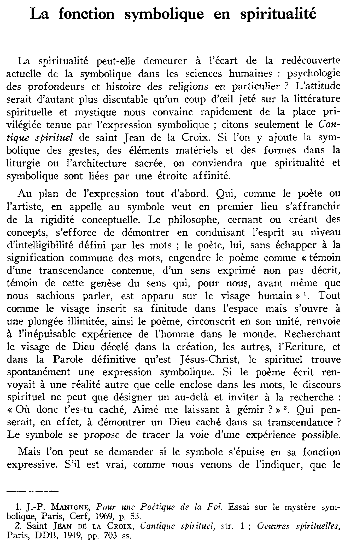 La fonction symbolique en spiritualité